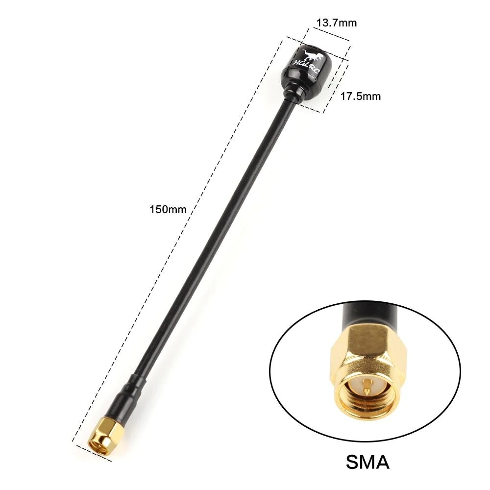 HGLRC Mini Long Range Hammer Antenna Mini RHCP LHCP Spin SMA IPEX MMCX Angle 5.8G 2.5dBi 135mm 