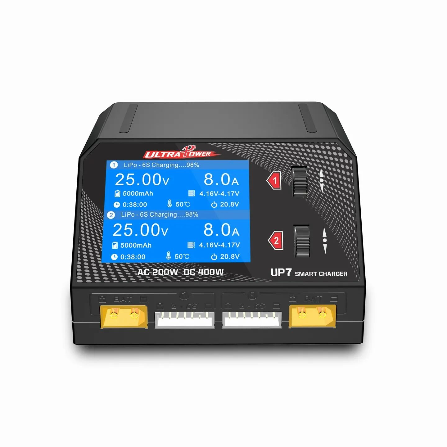 ULTRA POWER UP7 400W 10A Battery Charger Dual Channel AC 200W / DC 2x200W Smart Balance Charger Discharger-HPXGRC