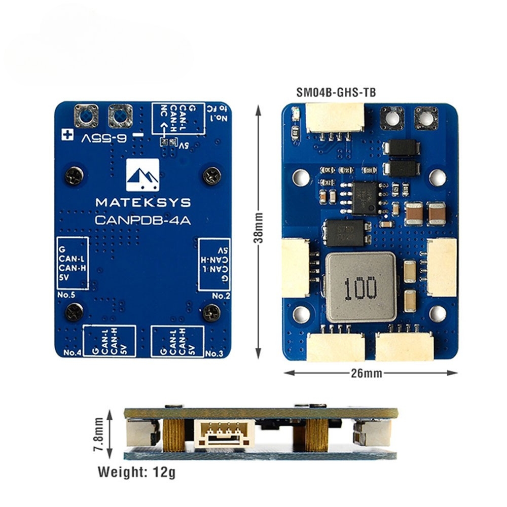 MATEKSYS CANPDB w/ 4A BEC & JST-GH Splitter