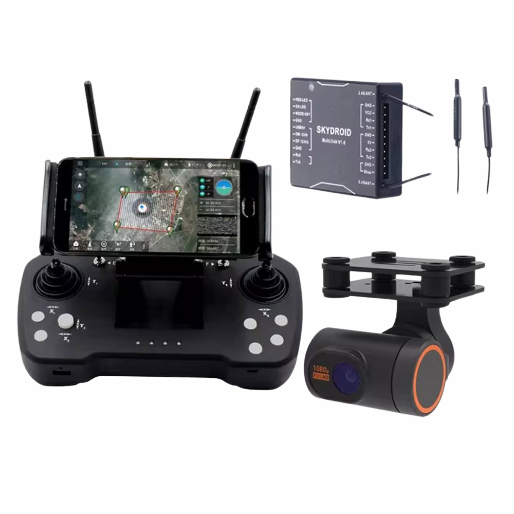 SKYDROID T12 Remote Control Three-Body Camera 20km Digital Map Transmission w/ R12 Receiver 4 in 1 For Plant Protection Machine-HPXGRC