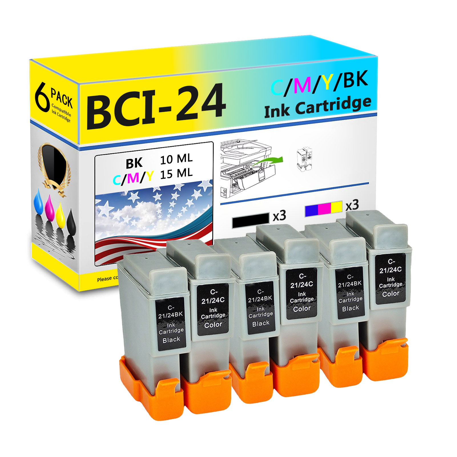 For Canon BCI-24 Ink Cartridge Work For Canon I250 I320 I350 I450 I470D Multipass F10 F20 MP360 MP370 Pixma IP1000 IP1500 Printers-PrintsBoost