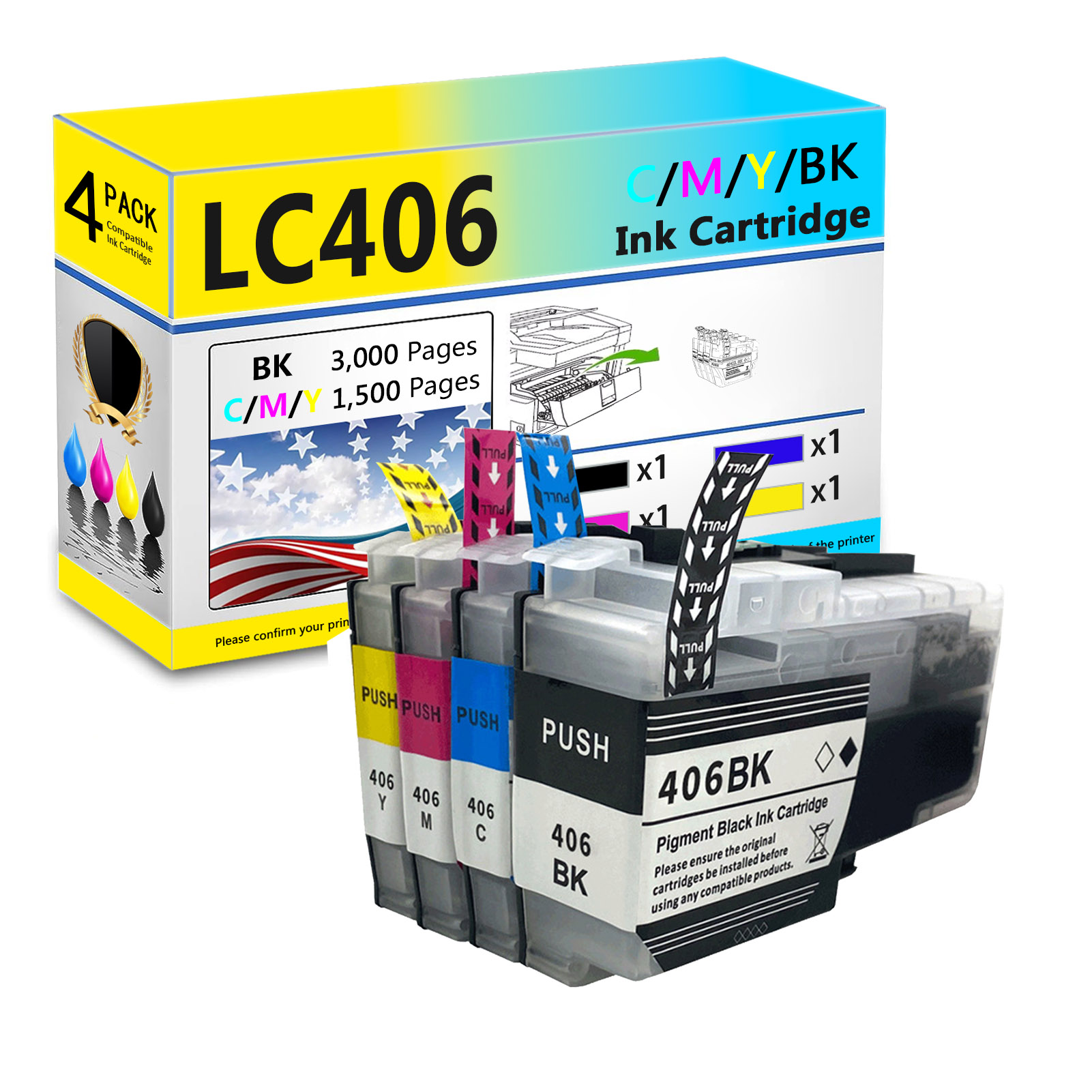 For Brother LC406 Ink Cartridge Work For Brother HL-JF1 MFC-J4335DW MFC-J4345DW MFC-J4535DW MFC-J5855DW MFC-J5955DW Printers-PrintsBoost