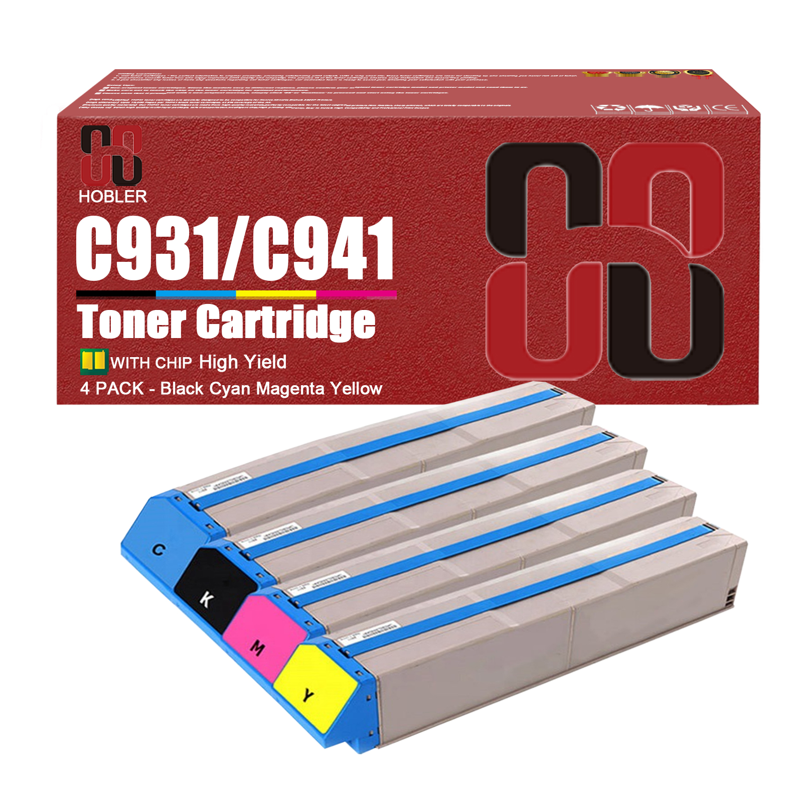 For OKI 45536516 45536515 45536514 45536513 Toner Cartridge Work for OKI C931dn C931e C941dn C941e C931 C941 Printers-PrintsBoost