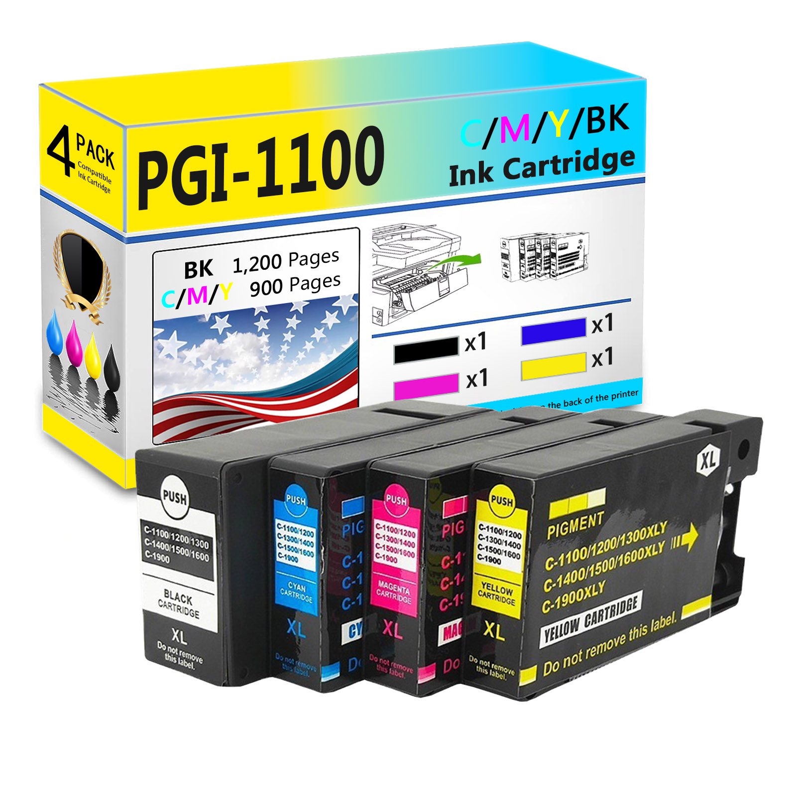 For Canon PGI-1100XL Ink Cartridge Work For Canon MAXIFY MB2010 MB2110 MB2710 Printers