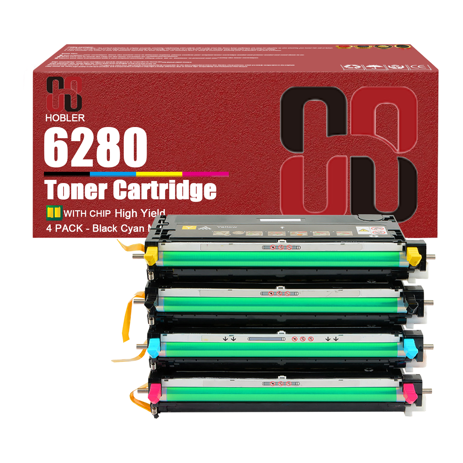 For Xerox 106R01395 106R01392 106R01393 106R01394 Toner Cartridge Work for Xerox Phaser 6280 6280N 6280DN Printers, Black │106R01395, Cyan │106R01392, Magenta │106R01393, Yellow │106R01394-PrintsBoost