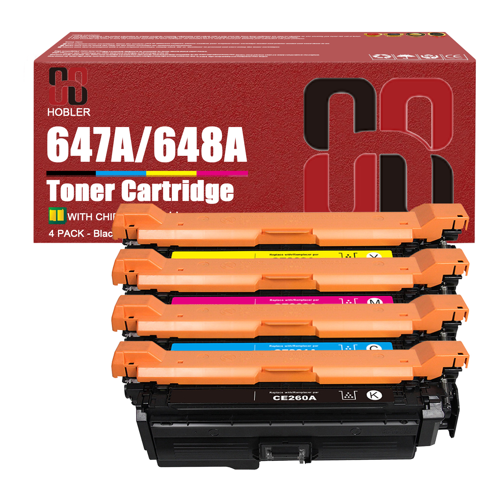 For HP 647A 648A CE260A CE261A CE262A CE263A Toner Cartridge Work for HP Enterprise CP4025 CP4025n CP4025dn CP4525n CP4525dn CP4525xh Printers, Black │CE260A, Cyan │CE261A, Magenta │CE263A, Yellow │CE262A-PrintsBoost