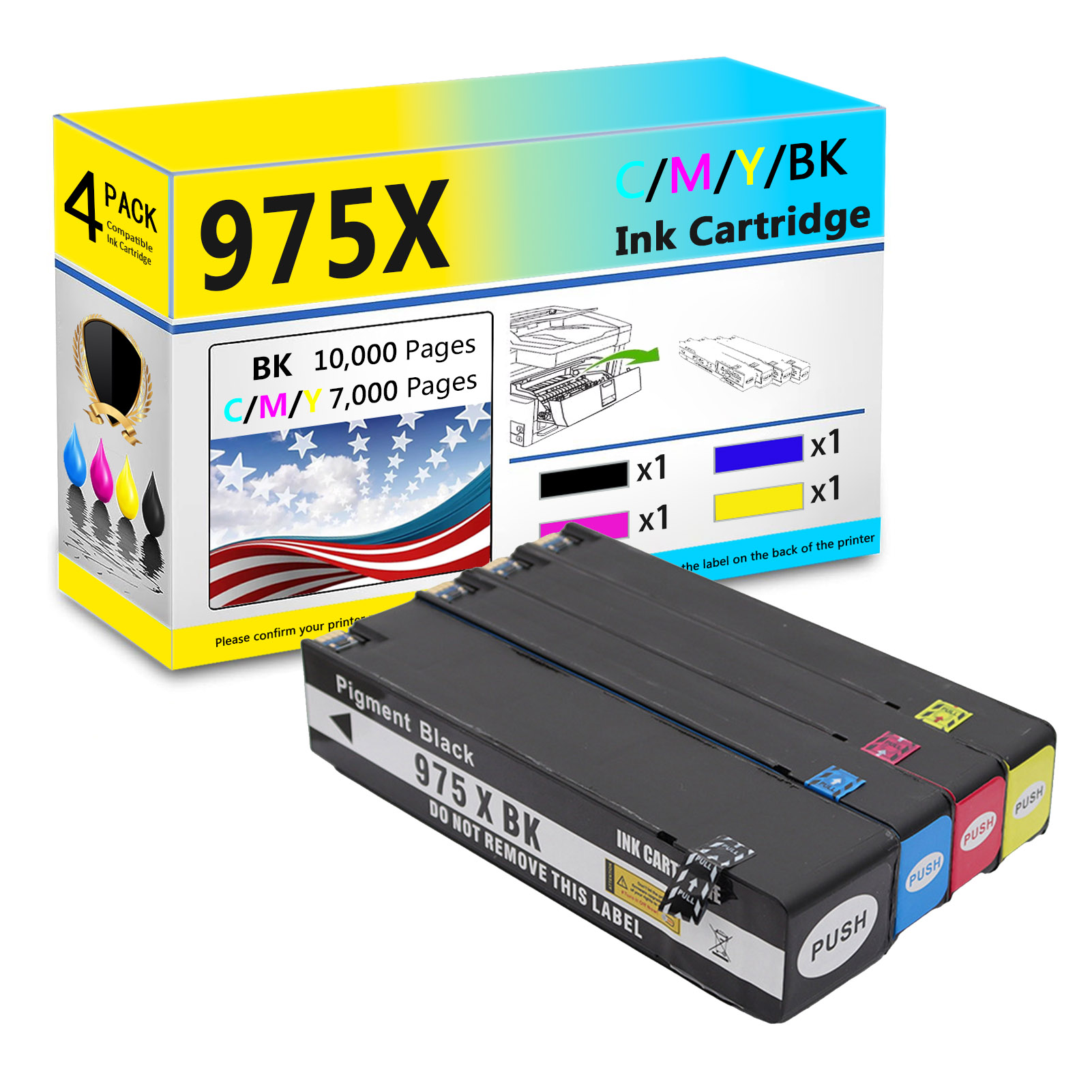 For HP 975X Ink Cartridge Work For HP PageWide 352dw 377dw 377dn 452dw 452dn 477dn 477dw 552dw 577z 577dw P55250dw P57750dw Printers-PrintsBoost