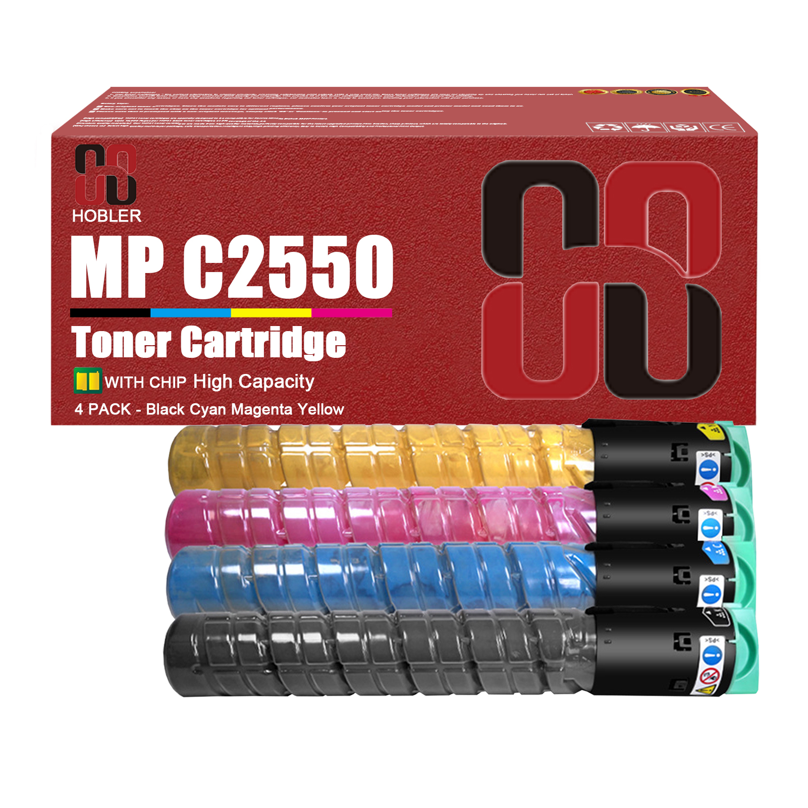 For MP C2550 Ricoh 841280 841281 841282 841283 Toner Cartridge Work for Ricoh MP C2030 C2050 C2530 C2550 Printers-PrintsBoost