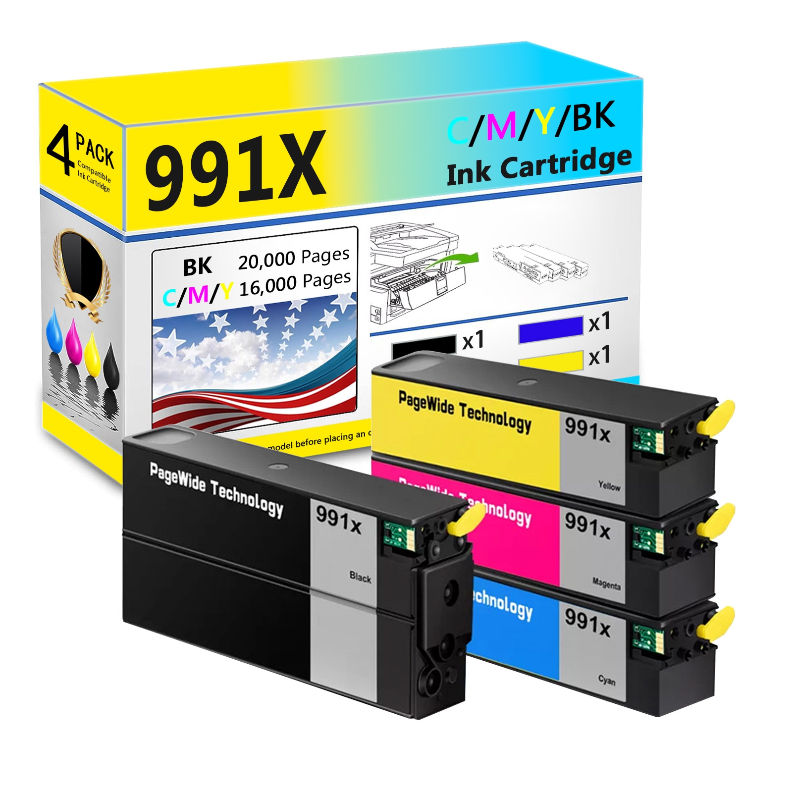 For HP 991X Ink Cartridge Work For HP PageWide 777z 772dn 750dw 774dn 774dns 779dn 779dns 755dn Printers-PrintsBoost