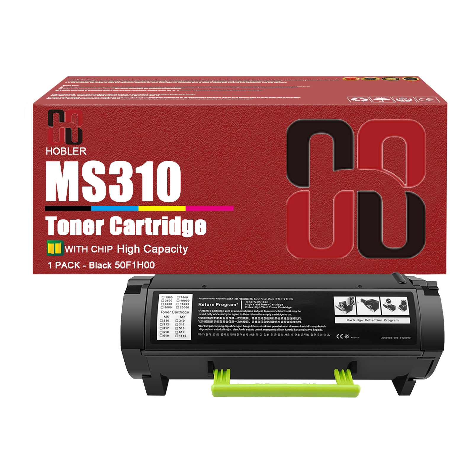 For Lexmark 501H 50F1H00 Toner Cartridge Work for Lexmark MS310dn MS310d MS312dn MS315dn MS410d MS410dn MS415dn MS510dn MS610dn MS610de MS610dte MS610dtn Printers-PrintsBoost