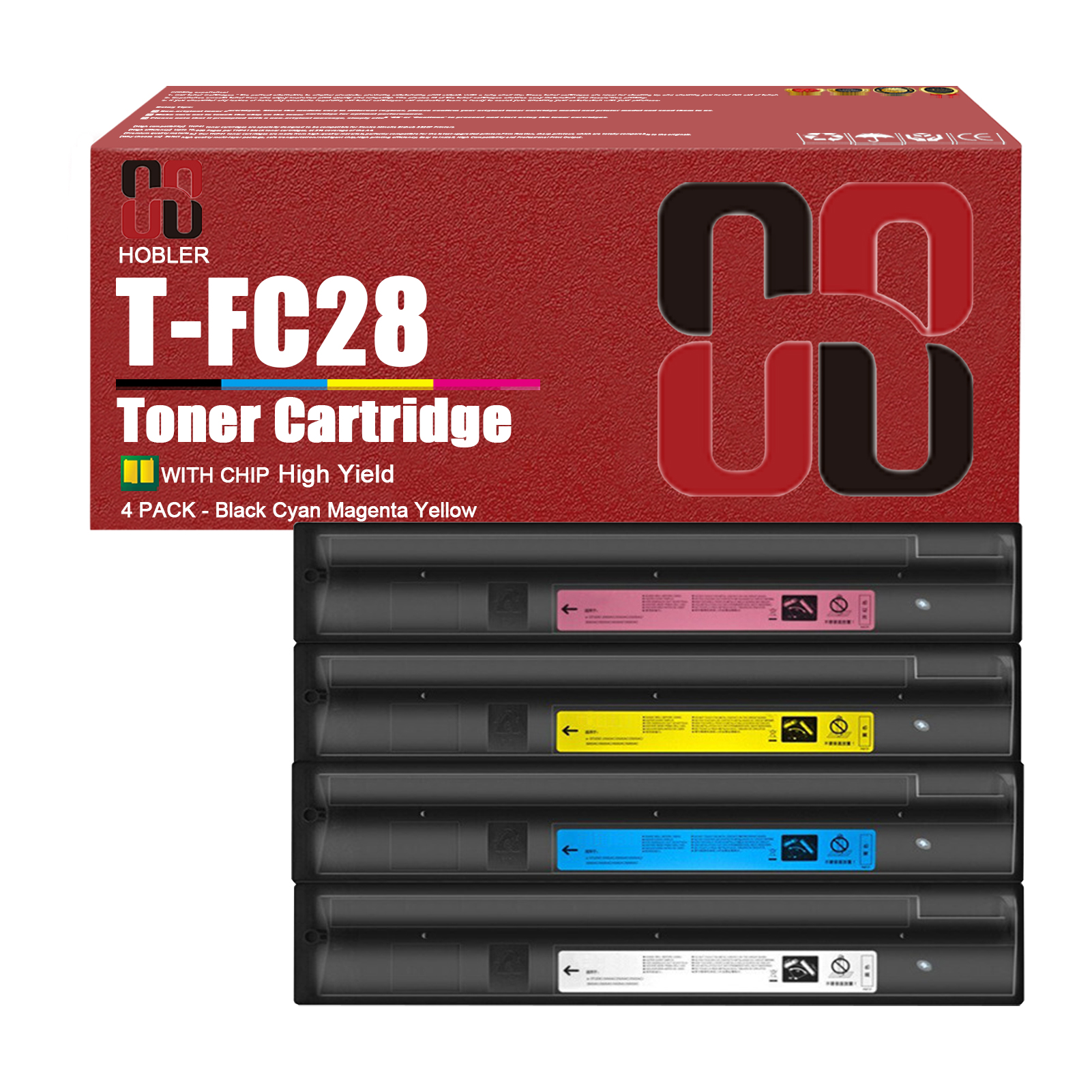 For Toshiba T-FC28 T-FC28-K T-FC28-C T-FC28-M T-FC28-Y High Capacity Toner Cartridge Work for E-Studio 2330C 2820C 3520C 4520C 2830C 3530C Printers-PrintsBoost