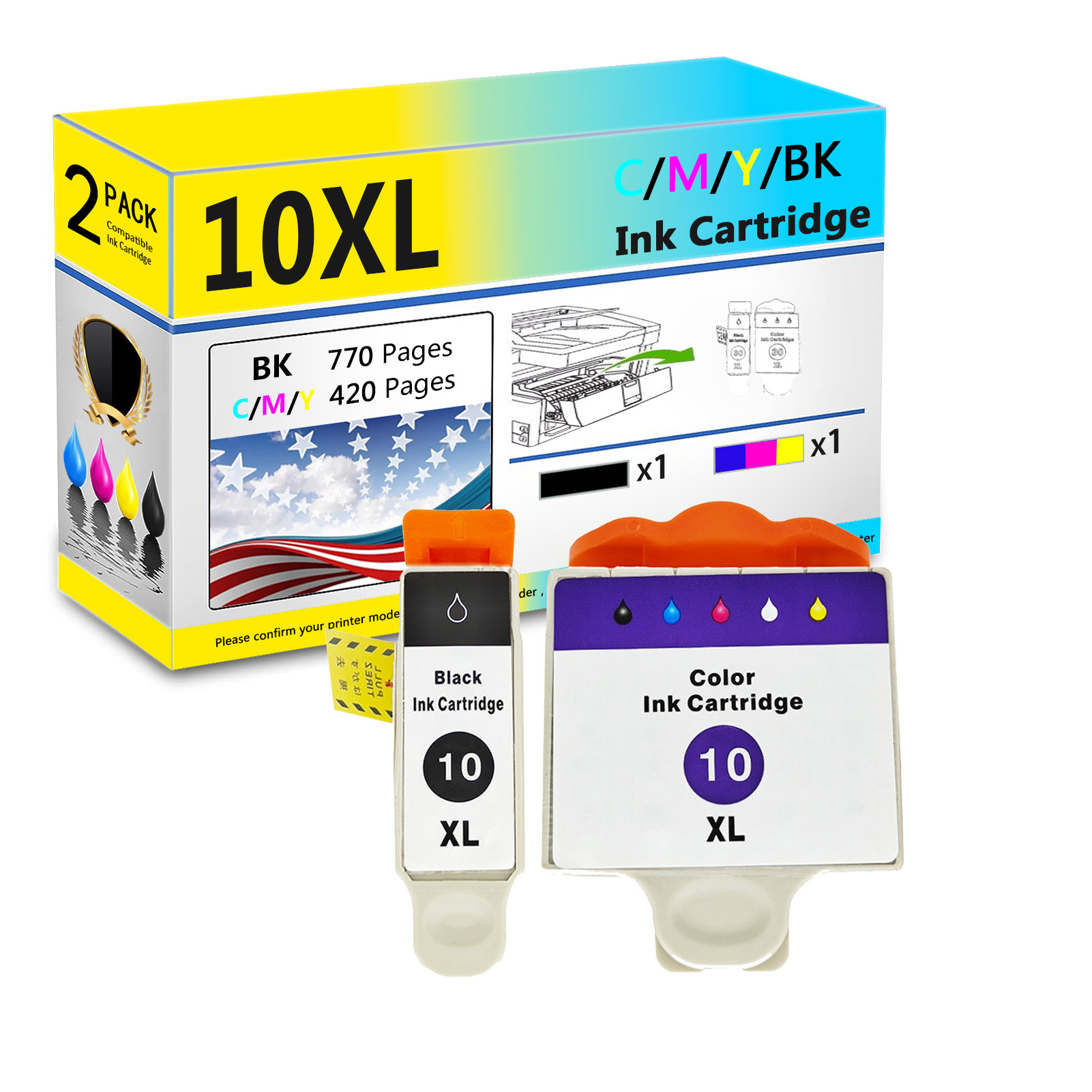 For Kodak 10XL Ink Cartridge Work for Kodak Easyshare 5100 5200 3250 5250 5300 5500 ESP 3 5 7 9 ESP office 6150 7250 Printers-PrintsBoost