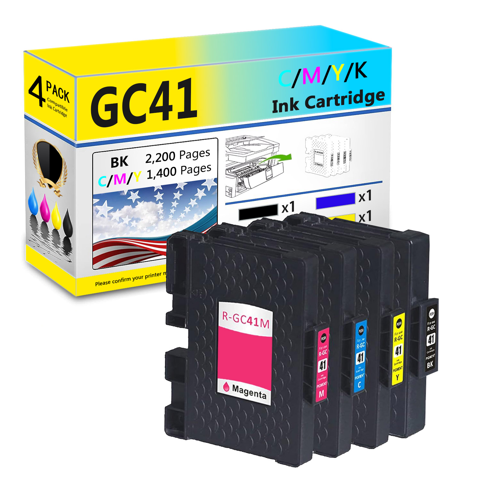 For Ricoh GC41 GC-41 Ink Cartridge Work for Ricoh Aficio SG 3110DNW 3110SFNW 3100SNW 2100N 3110DN 7100DN Printers-PrintsBoost