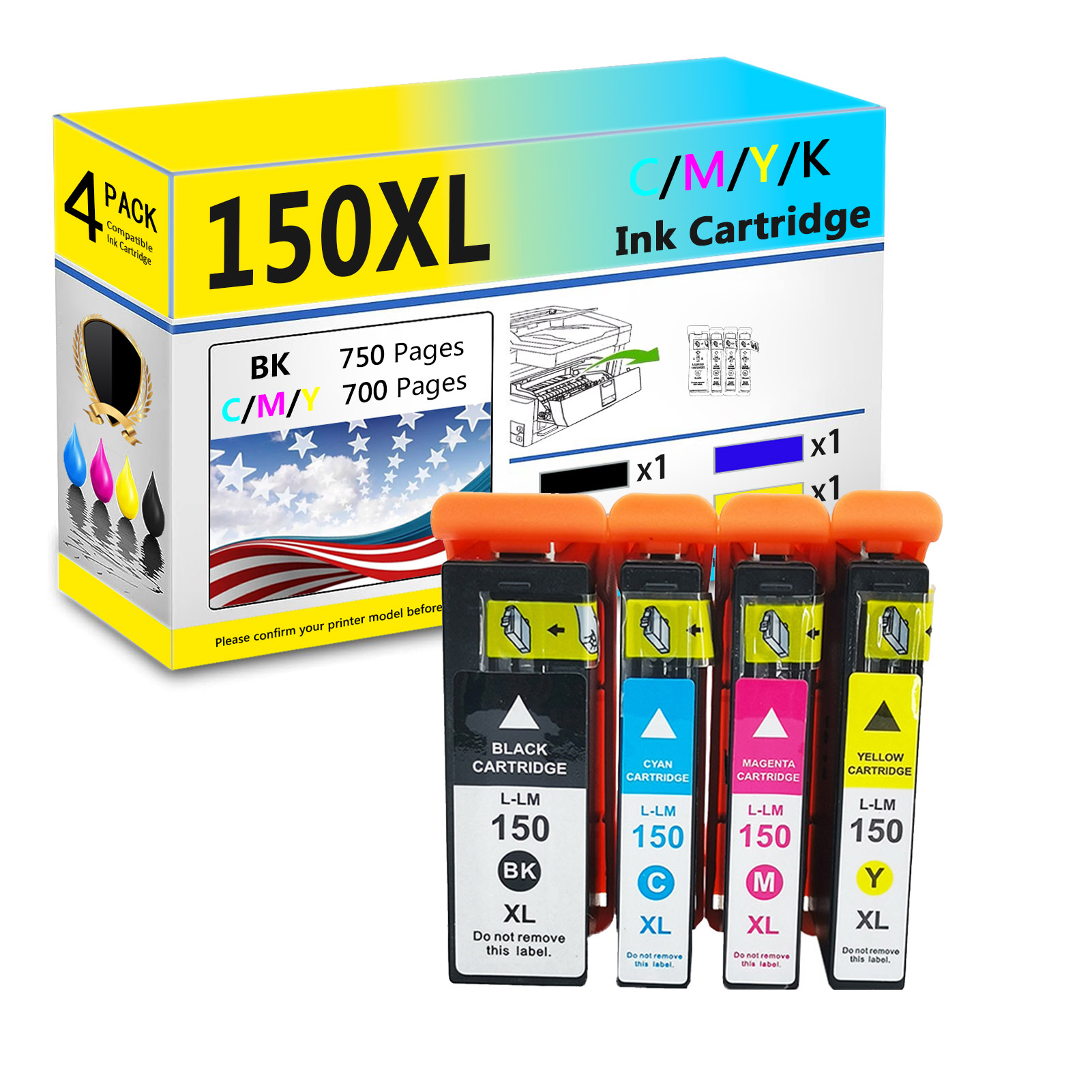 For Lexmark 150XL Ink Cartridge Work for Lexmark S315 S415 S515 Pro 715 915 Printers