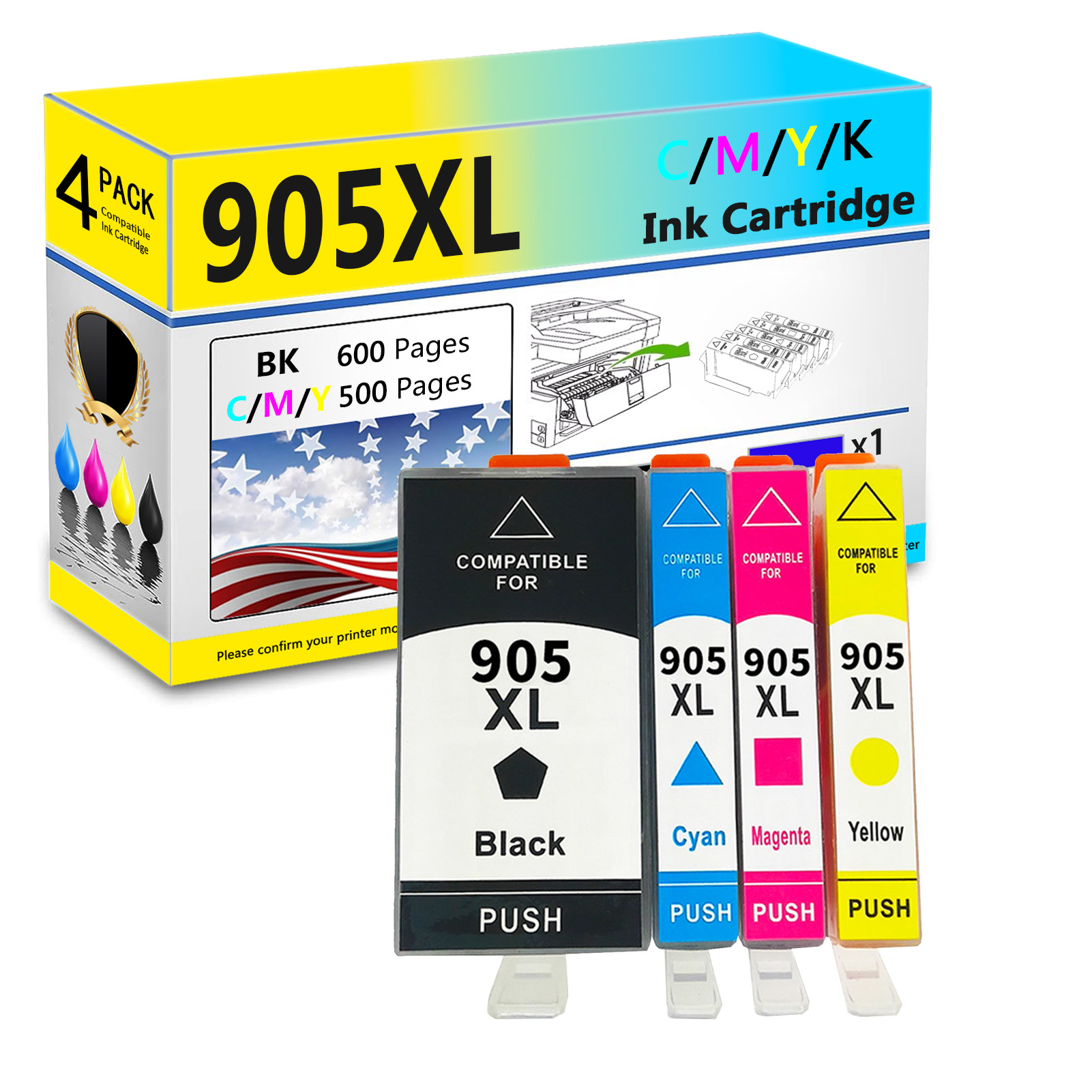 For HP 905XL Ink Cartridge Work For HP OfficeJet 6950 6960 6970 Printers
