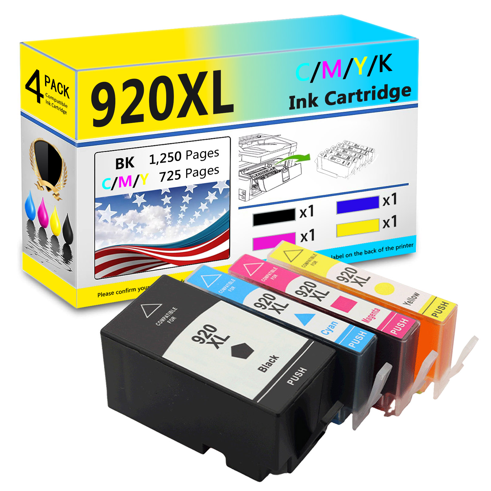 For HP 920XL Ink Cartridge Work For HP OfficeJet 6000 6500 6500a 7000 7500 7500a Printers