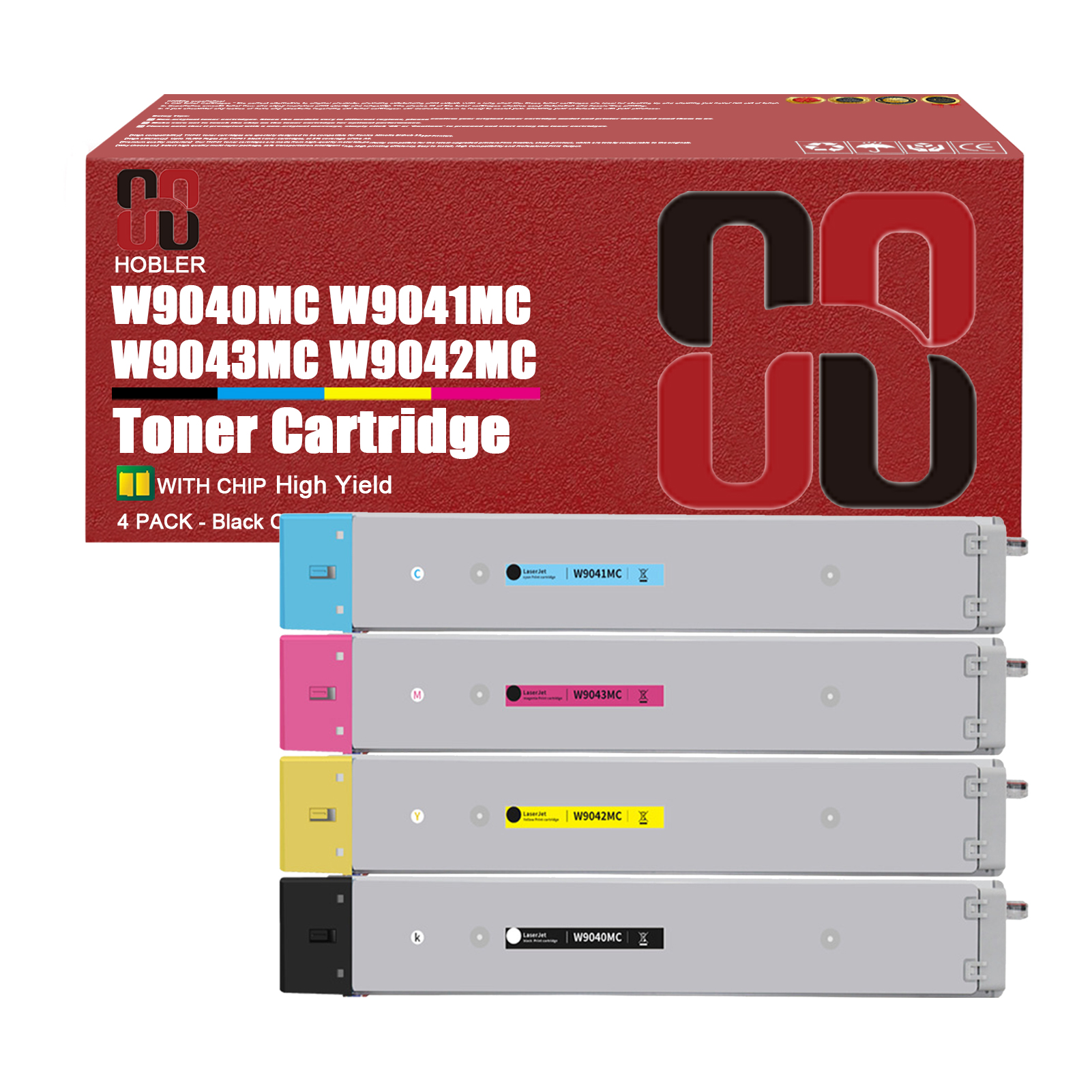 For HP W9040MC W9041MC W9043MC W9042MC Toner Cartridges Work for HP Color LaserJet Managed MFP E77822dn E77822z E77825dn E77825z E77830dn E77830z Printers-PrintsBoost