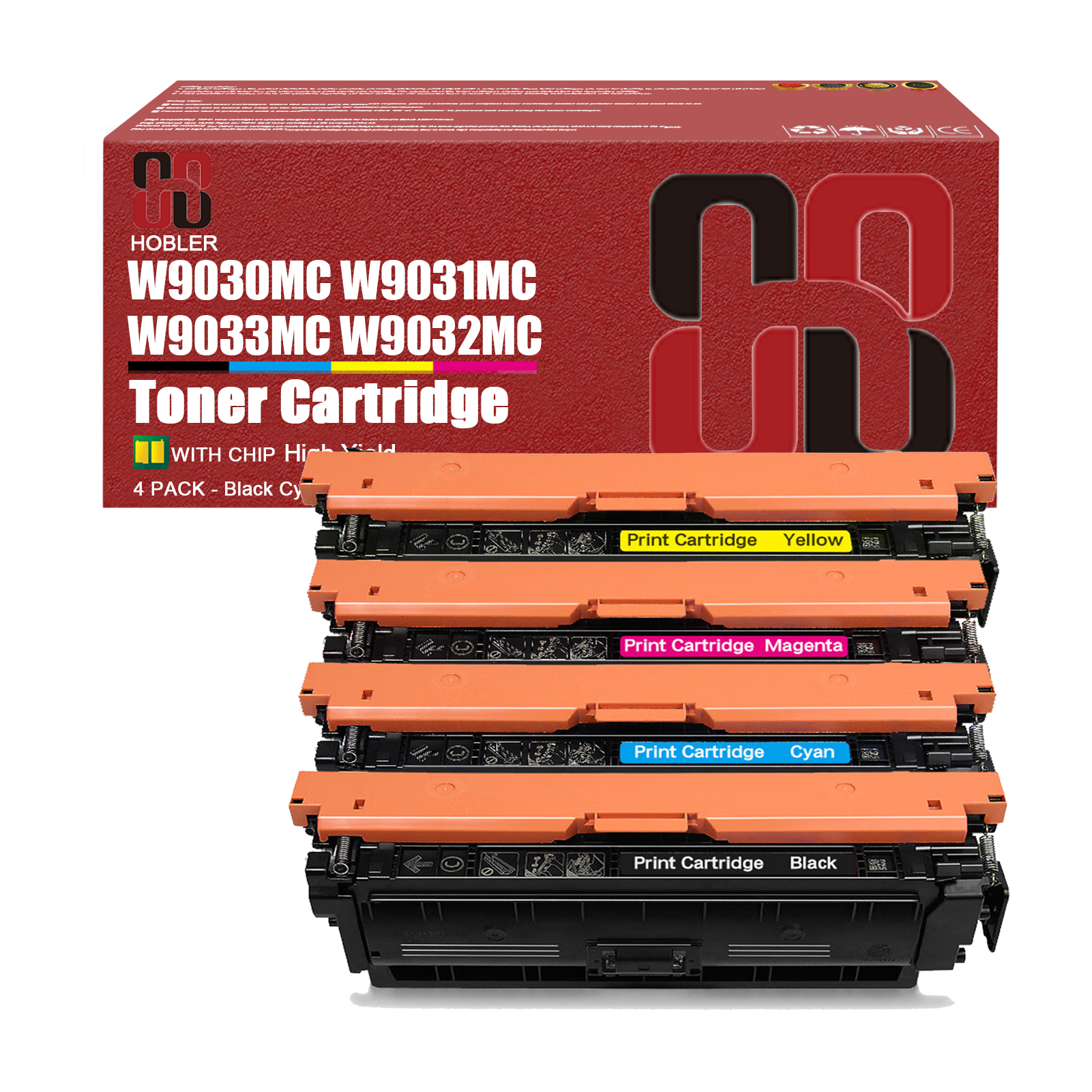 For HP W9030MC W9031MC W9033MC W9032MC Toner Cartridge Work for HP Color LaserJet Managed MFP E67550dh E67650dh E67560z E67660z Printers-PrintsBoost