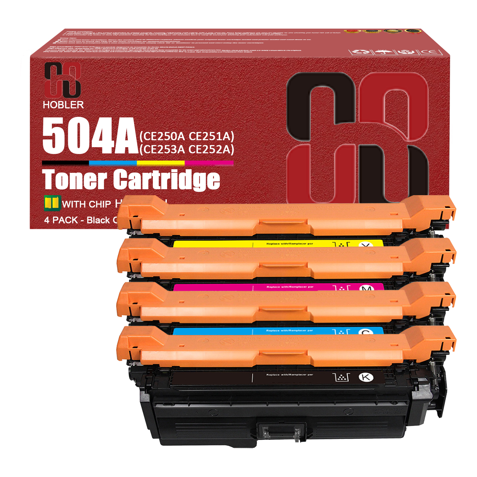 For HP 504A CE250A CE251A CE253A CE252A Toner Cartridge Work for HP Color LaserJet CM3530 CM3530fs CP3525 CP3525dn CP3525n CP3525x CP3530 CM3530ts Printers-PrintsBoost