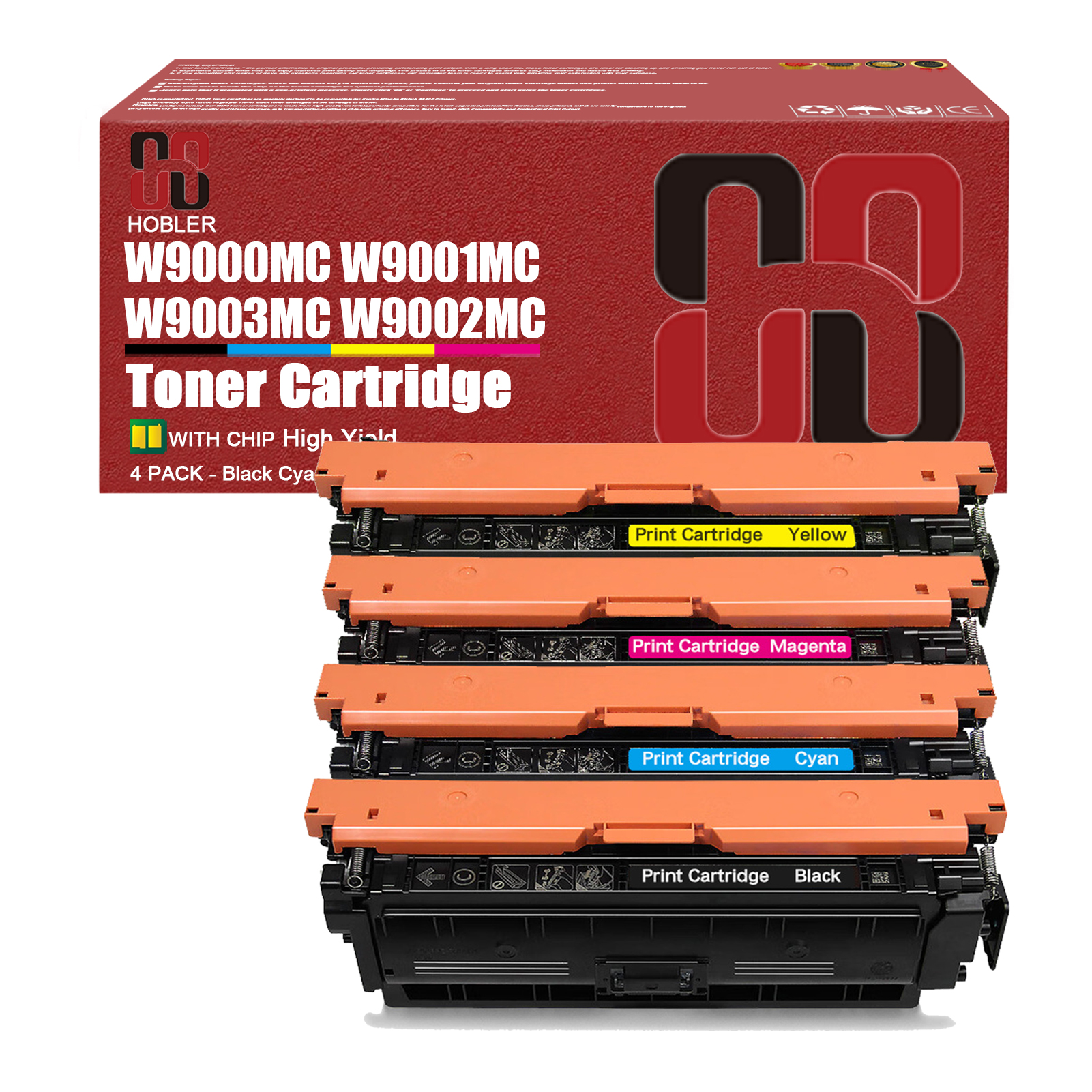 For HP W9000MC W9001MC W9003MC W9002MC Toner Cartridge Work for HP Color LaserJet Managed E65150dn E65160dn E65050dn E65060dn Printers-PrintsBoost