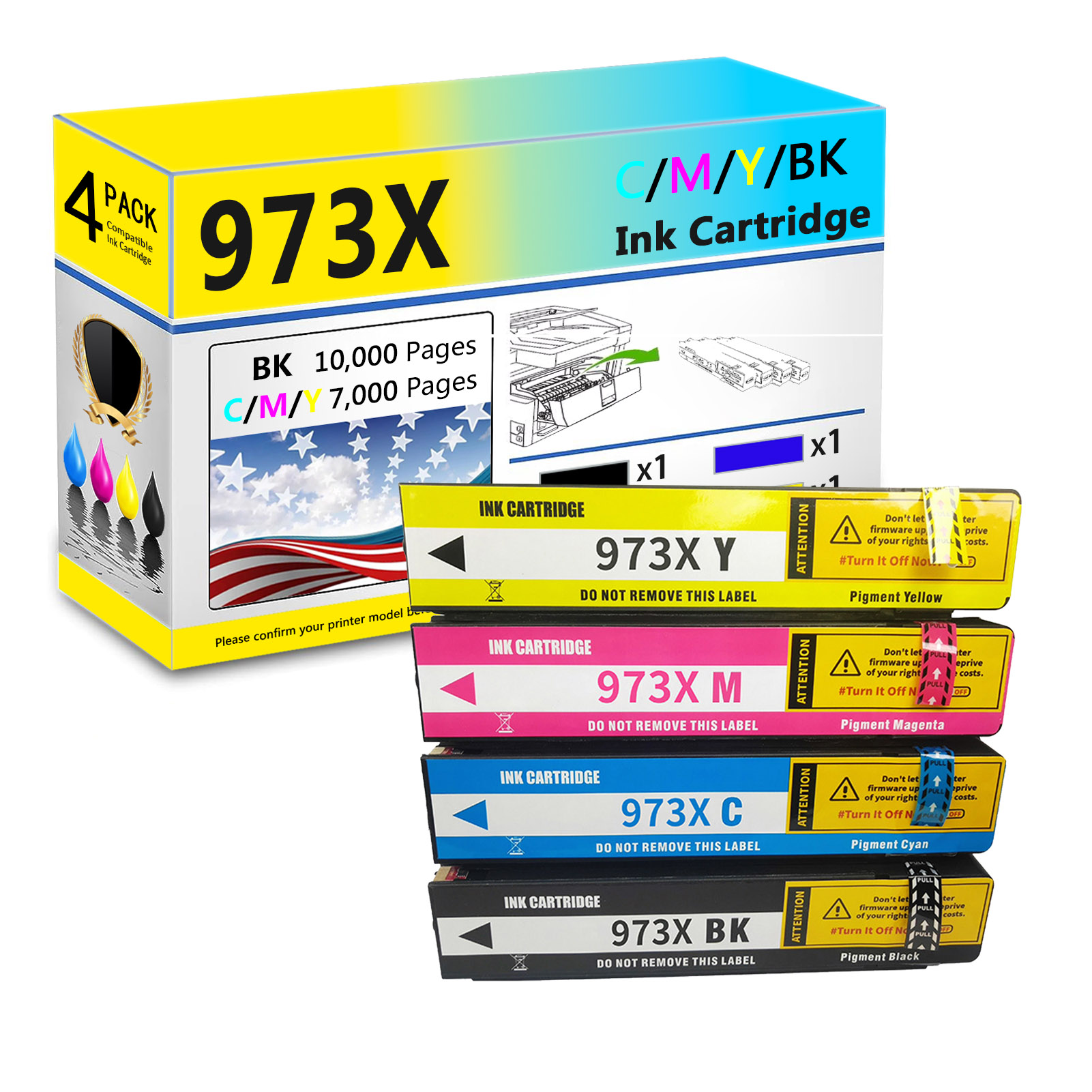 For HP 973X Ink Cartridge Work For HP Pagewide 452dn 452dw 477dn 477dw 552dw 577dw 577z P55250dw P57750dw Printers-PrintsBoost