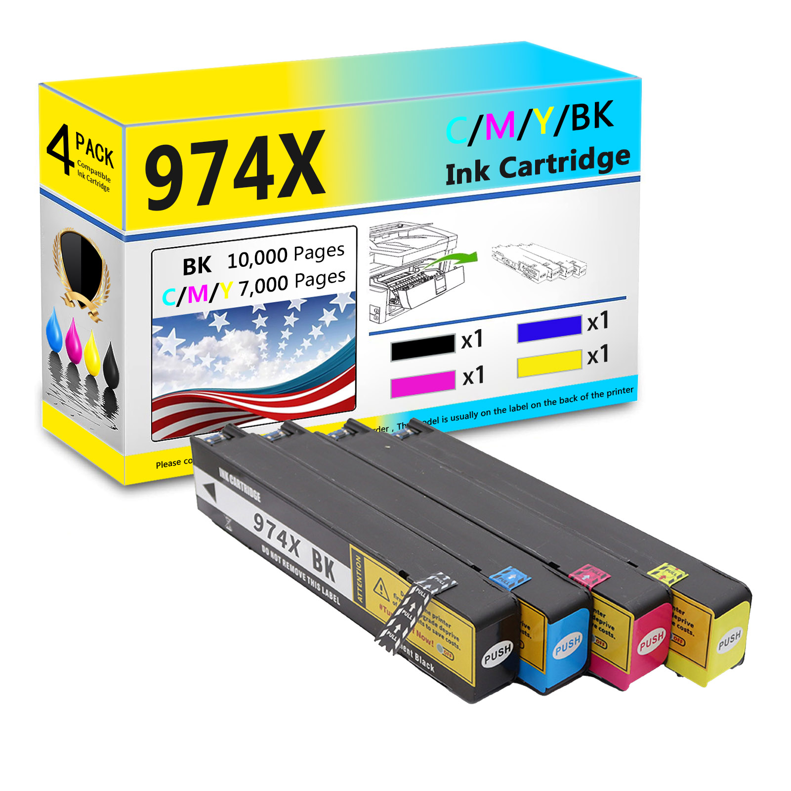 For HP 974X Ink Cartridge Work For HP Pagewide X352dw X377dw X452dw X477dw X577dw X552dw P55250dw P57750dw Printers-PrintsBoost