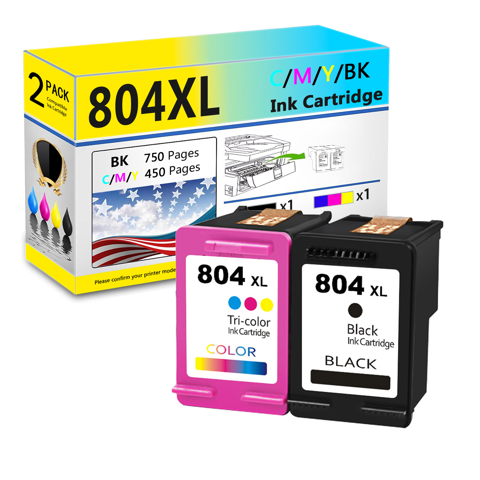 For HP 804XL Ink Cartridge Work For HP Envy Photo 6220 6222 6230 6232 6234 6252 6255 6258 7120 7130 7132 7134 7155 Printers-PrintsBoost