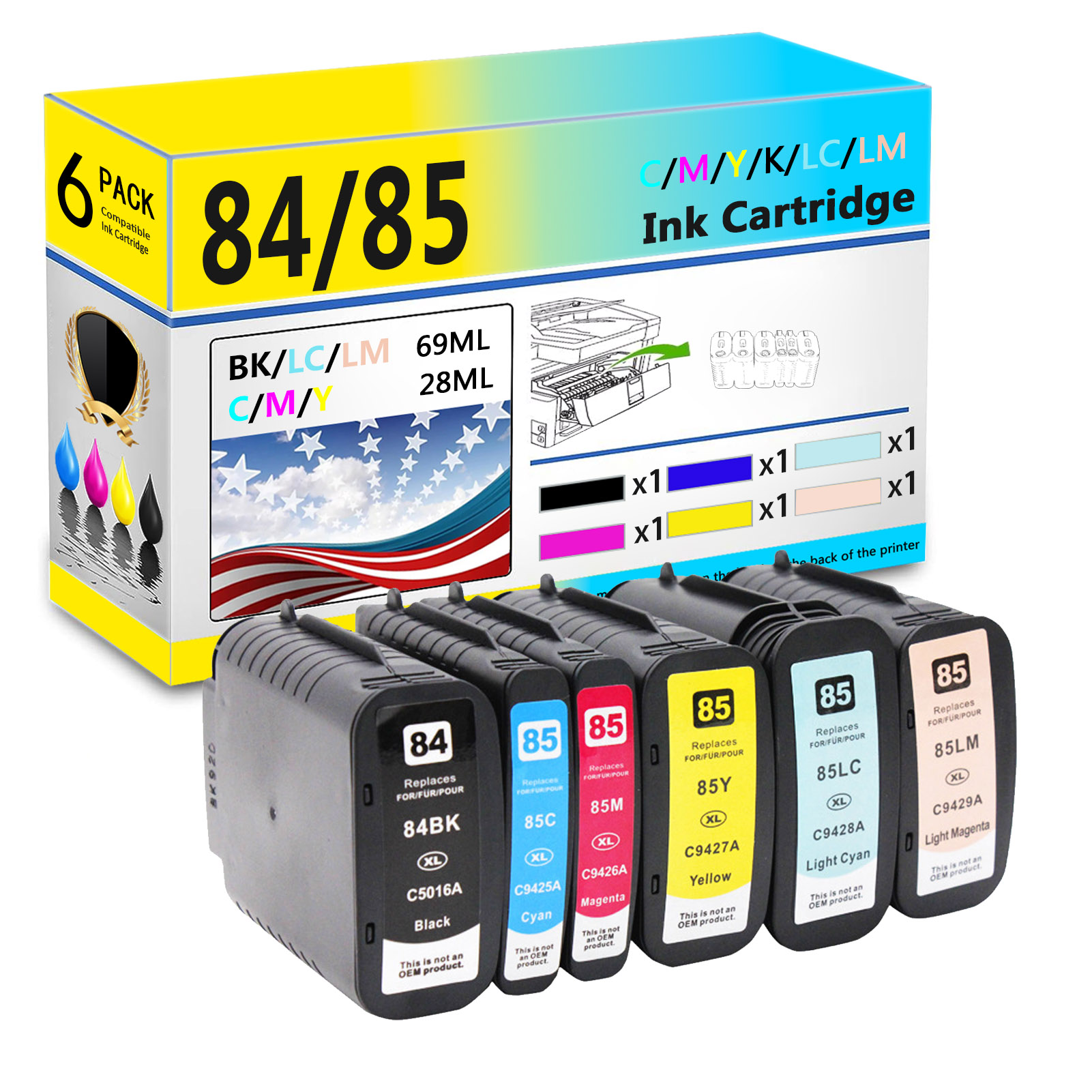 For HP 84 85 Ink Cartridge Work For HP Designjet 30 90r 130 130nr Printers