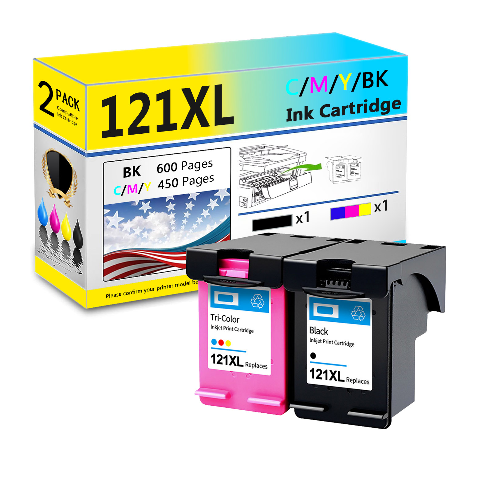 For HP 121XL Ink Cartridge Work For HP Deskjet F2493 F4213 F4283 F4583 D2563 F2423 F2483 F4275 F4583 F2560 F2568 F4280 Printers-PrintsBoost