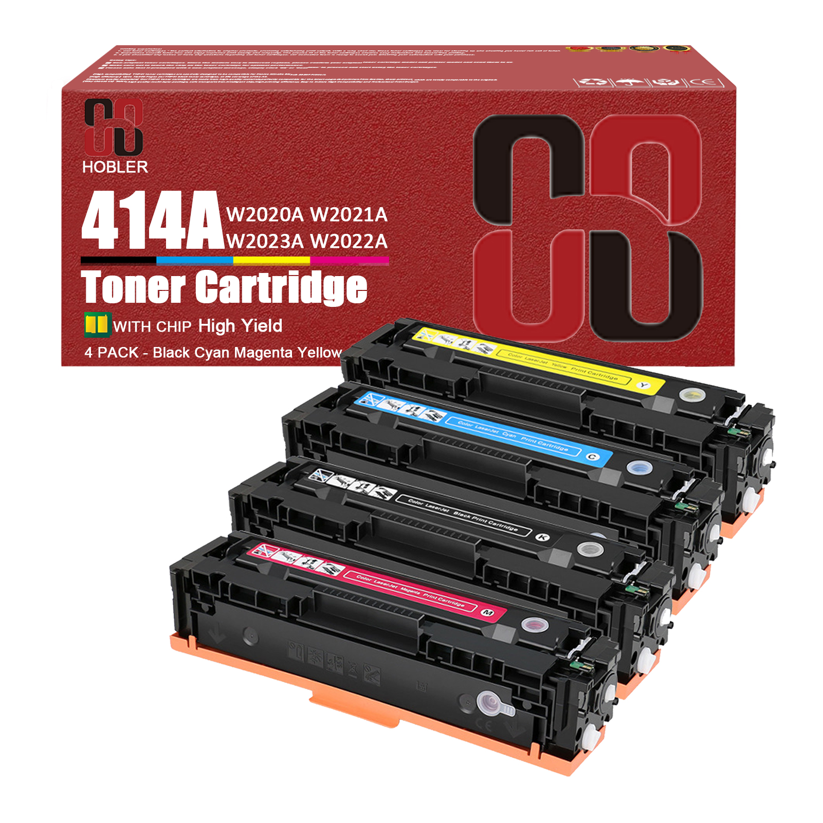 For HP 414A W2020A W2021A W2023A W2022A Toner Cartridge Work for HP Color Pro MFP M479fdw M479fdn M454dw M454dn M454 M479 Printers-PrintsBoost