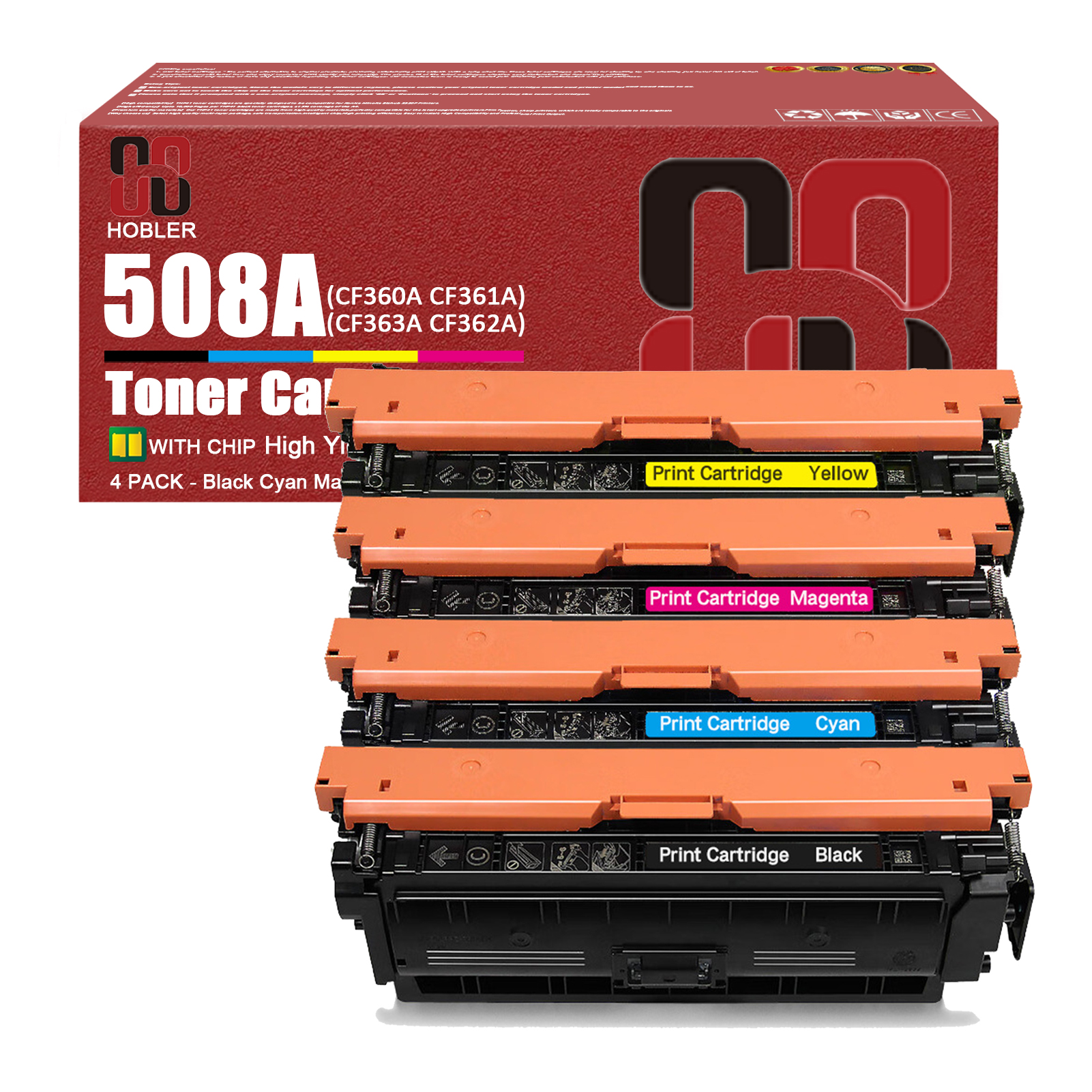For HP 508A CF360A CF361A CF363A CF362A Toner Cartridge Work for HP Color LaserJet M553n M553X M553dn M552dn M577dn M577f M577z Printers-PrintsBoost