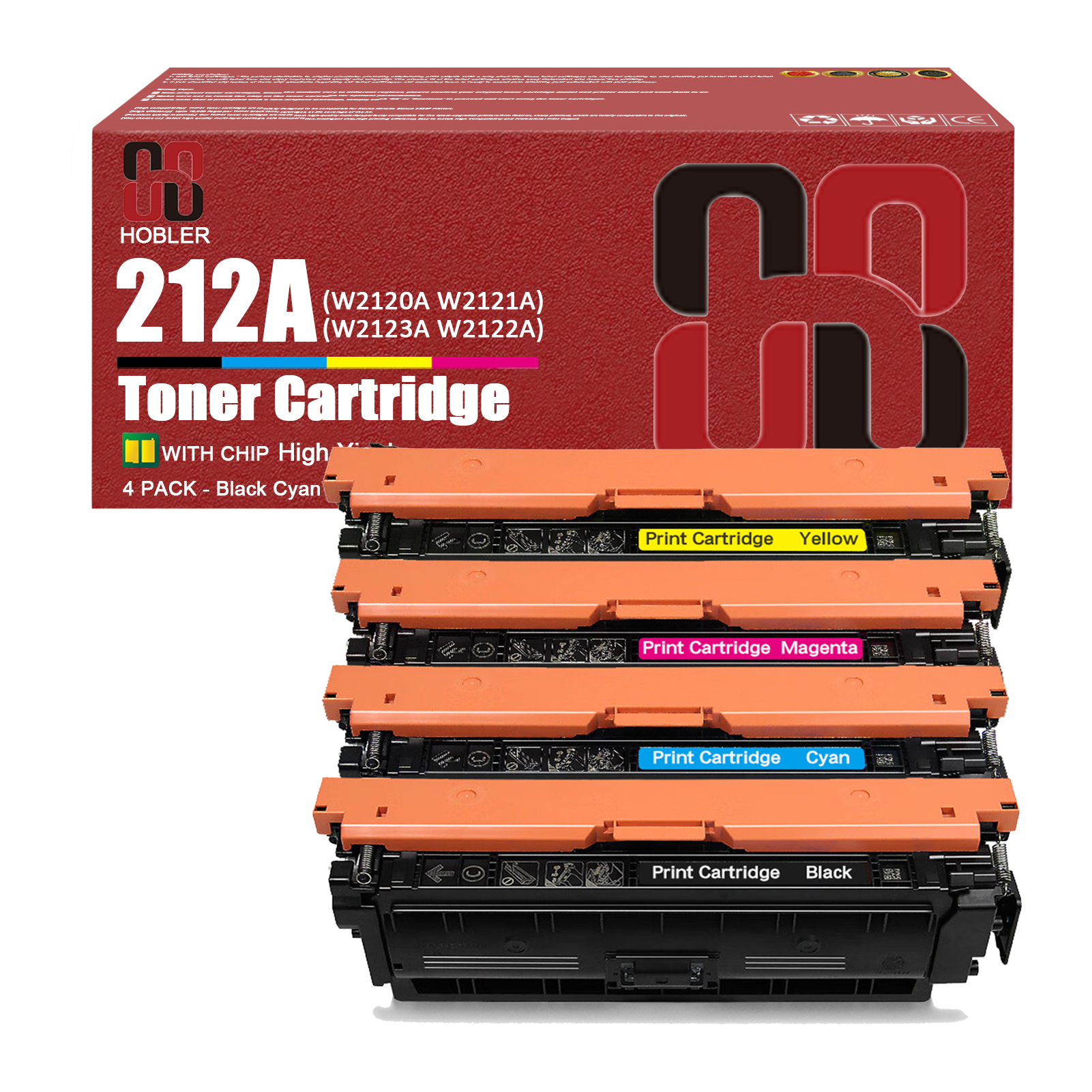 For HP 212A W2120A W2121A W2122A W2123A Toner Cartridge Work for HP Color Enterprise M555dn M554dn M555x M578f M578dn M578c M578z Printers-PrintsBoost