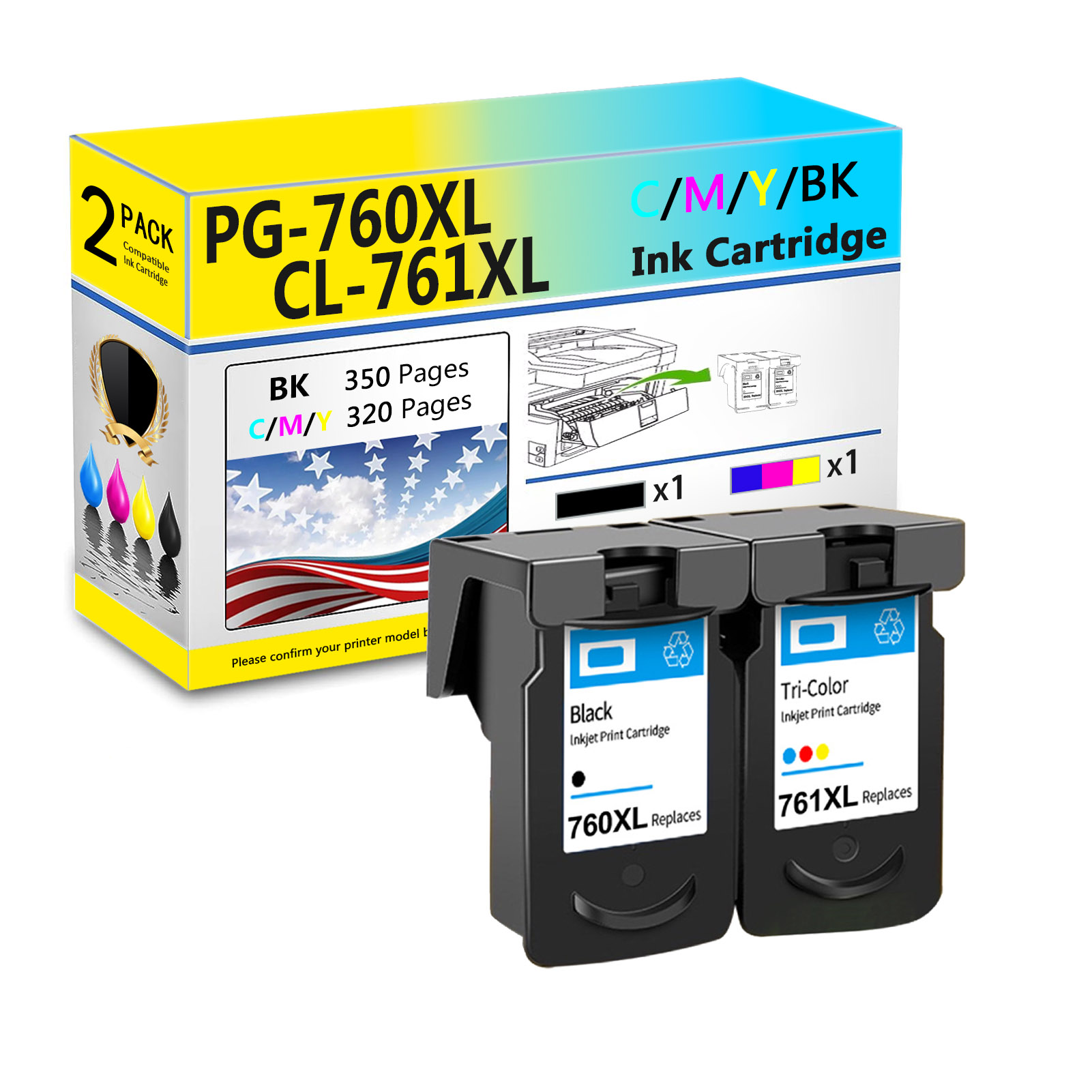 For Canon PG-760XL CL-761XL Ink Cartridge Work For Canon PIXMA TS5370 Printer