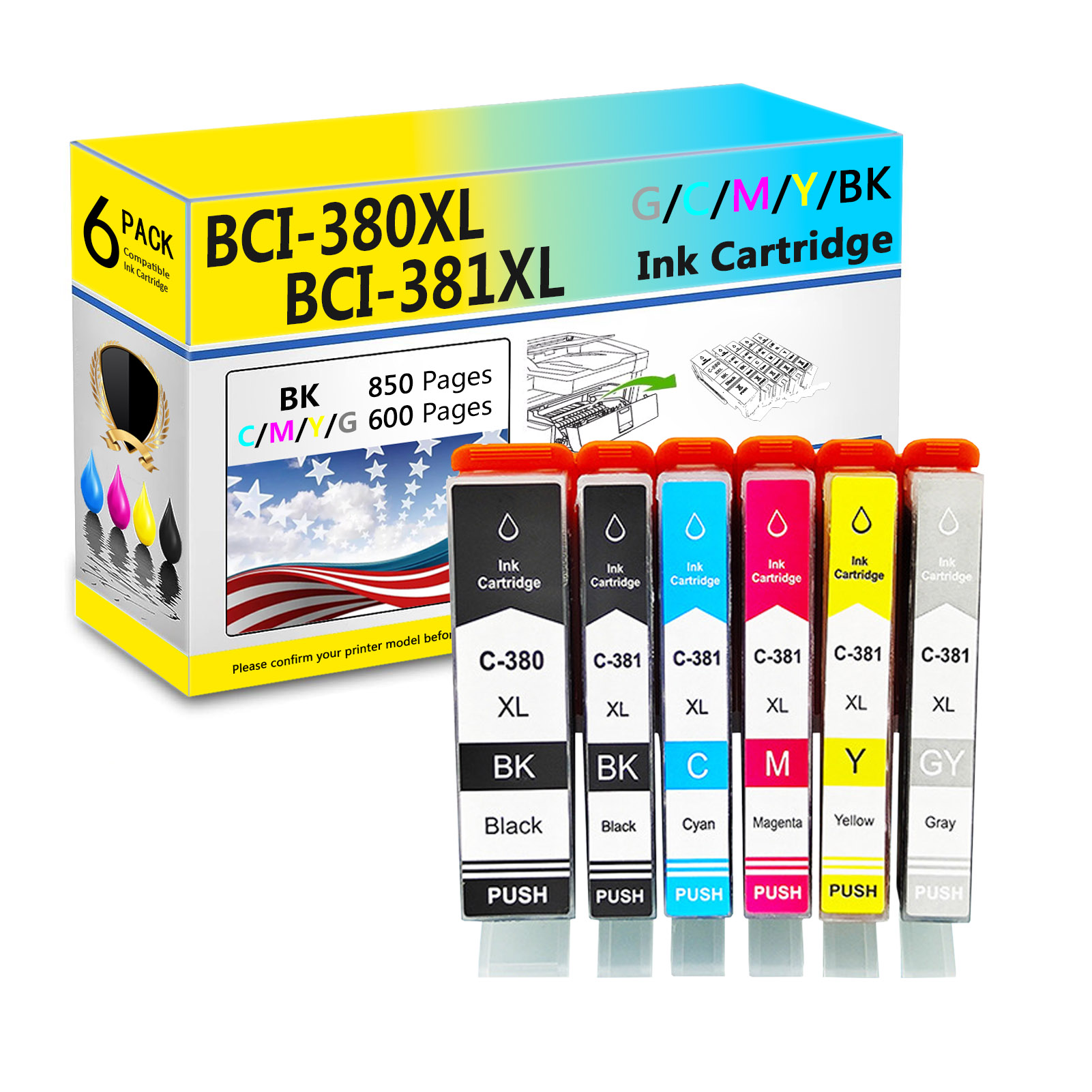 For Canon BCI-380XL BCI-381XL Ink Cartridge Work For Canon PIXUS TS8130 TR8530 TR7530 TS8230 TS6130 TS6230 TS6330 Printers-PrintsBoost
