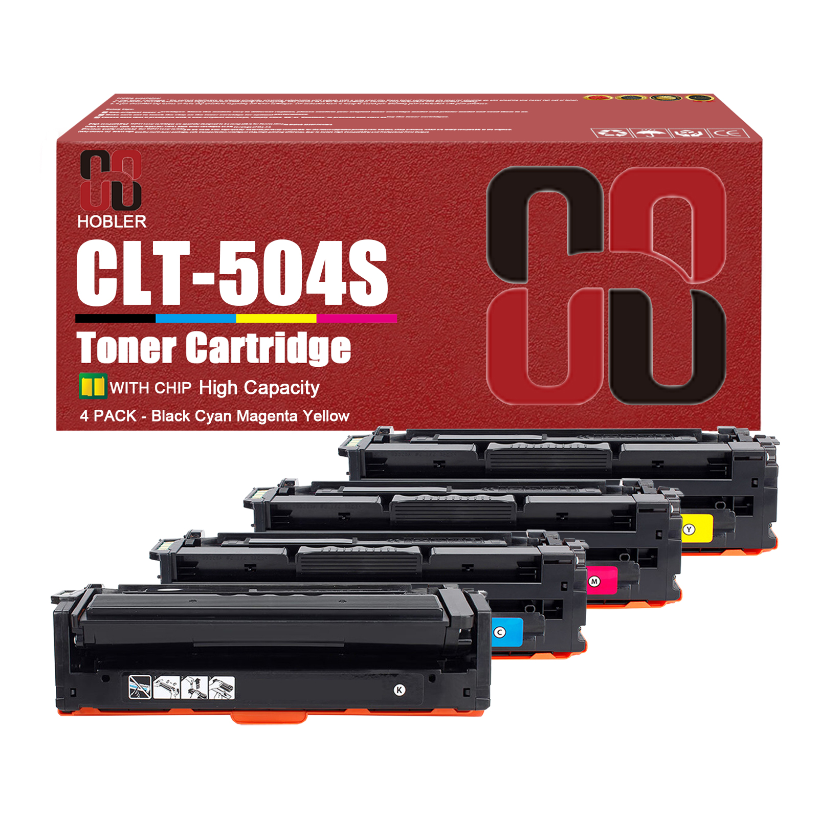 For Samsung CLT-K504S CLT-C504S CLT-M504S CLT-Y504S Toner Cartridge Work for Samsung SL-C1810W SL-C1860FW CLP-415N CLP-415NW CLP-470 CLP-475 Printers-PrintsBoost