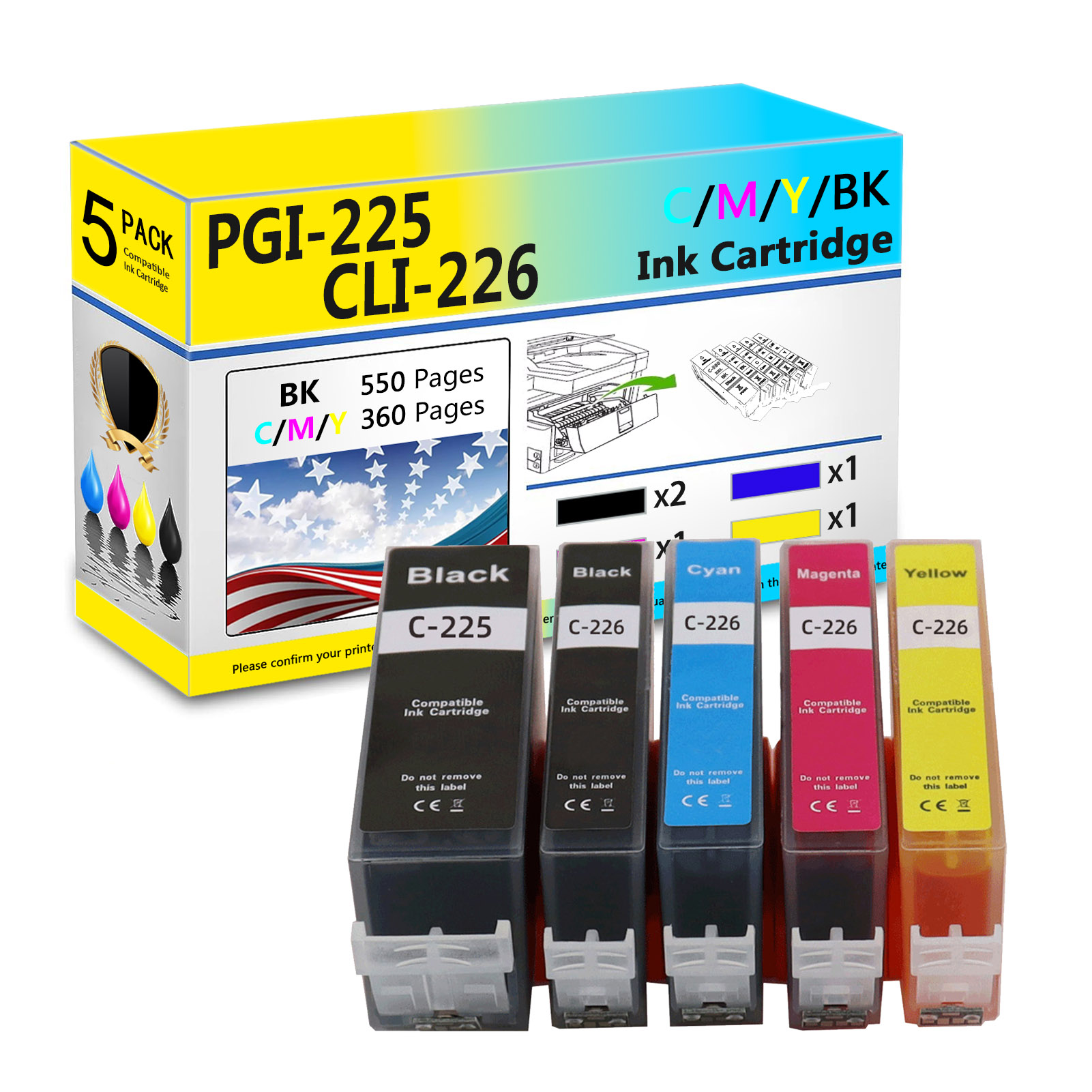 For Canon PGI-225 CLI-226 Ink Cartridge Work For Canon Pixma iP4820 iP4920 iX6520 MG5120 MG5320 MG6120 MG6220 MG8120 MG8220 MX712 MX882 MX892 MG8120B MG5220 Printers-PrintsBoost