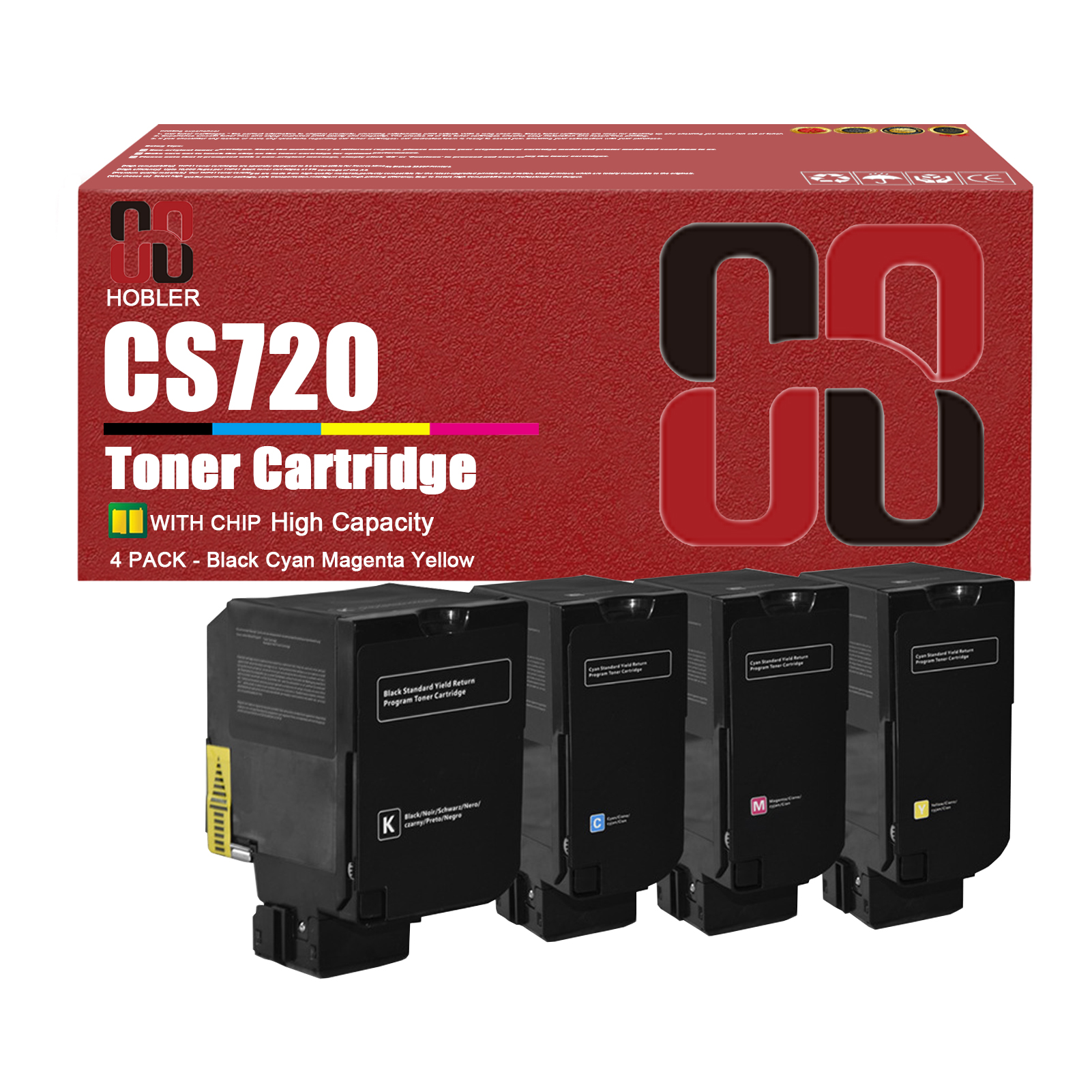 For Lexmark 74C10K0 74C10C0 74C10M0 74C10Y0 Toner Cartridge Work for Lexmark CS720de CS720dte CS725de CS725dte CX725de CX725dte Printers-PrintsBoost