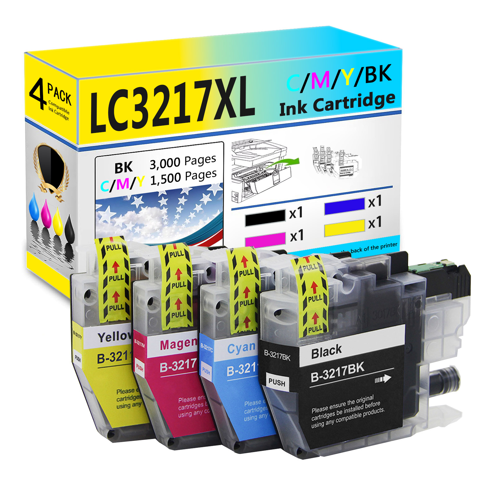 For Brother LC3217XL Ink Cartridge Work For Brother MFC-J5330DW MFC-J5335DW MFC-J5730DW MFC-J5930DW MFC-J6530DW MFC-J6930DW MFC-J6935DW Printers-PrintsBoost