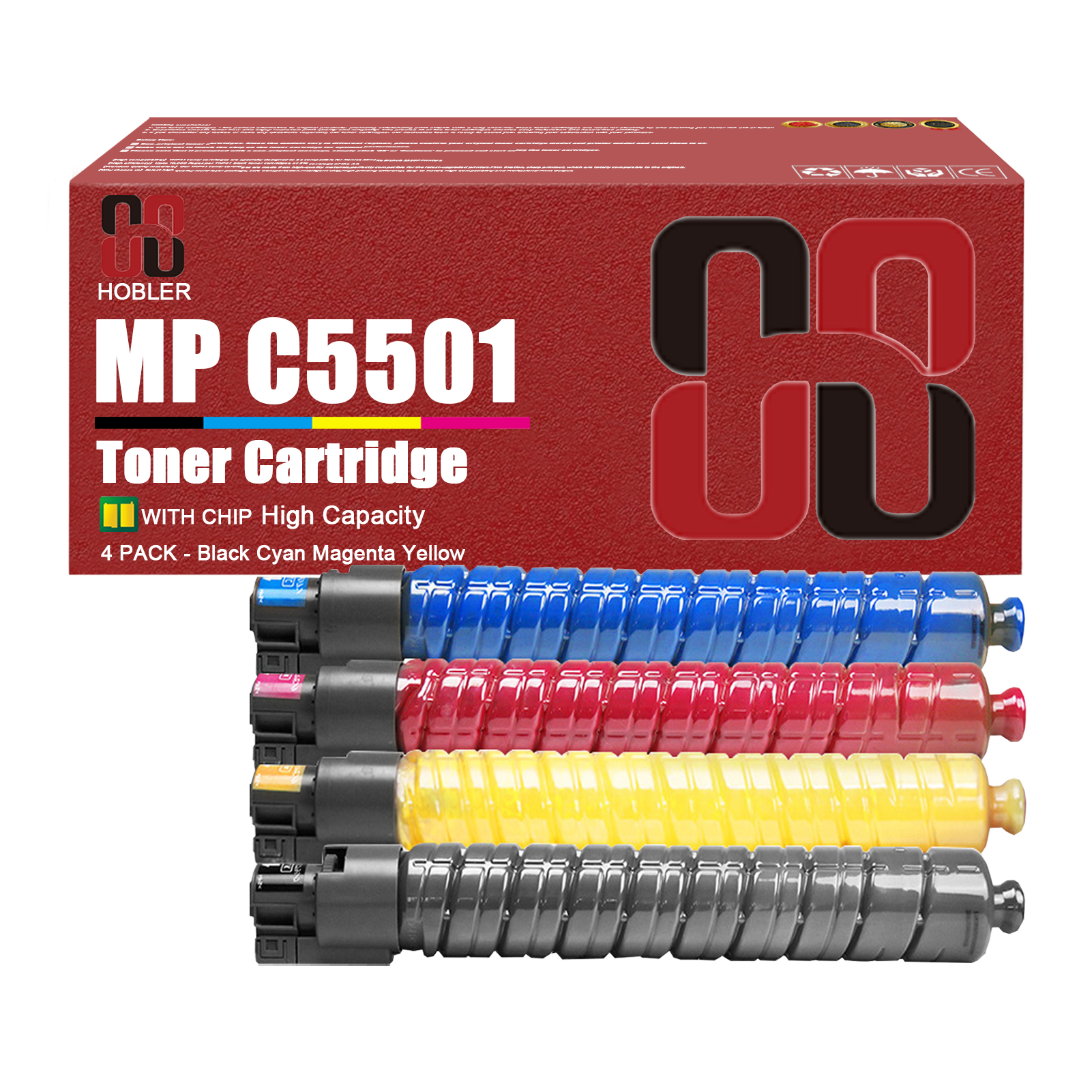 For Ricoh MP C5501 841452 841455 841454 841453 Toner Cartridge Work for Ricoh Aficio MP C4501 C5501 Savin C9145 C9155 Lanier LD645 LD655 LD550C Printers-PrintsBoost