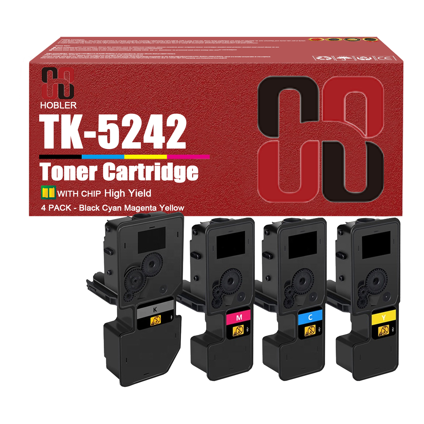 For Kyocera TK-5242K TK-5242C TK-5242M TK-5242Y Toner Cartridge Work for Kyocera Ecosys P5026cdn P5026cdw M5526cdn Printers-PrintsBoost