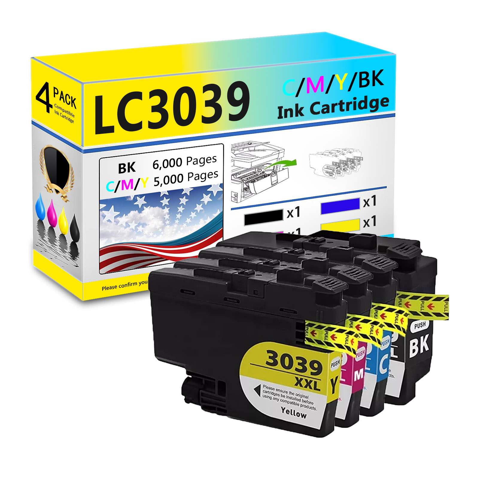 For Brother LC3039XXL Ink Cartridge Work For Brother MFC-J5845DW MFC-J5945DW MFC-J6545DW MFC-J6945DW MFC-J6545DW XL MFC-J5845DW XL Printers-PrintsBoost