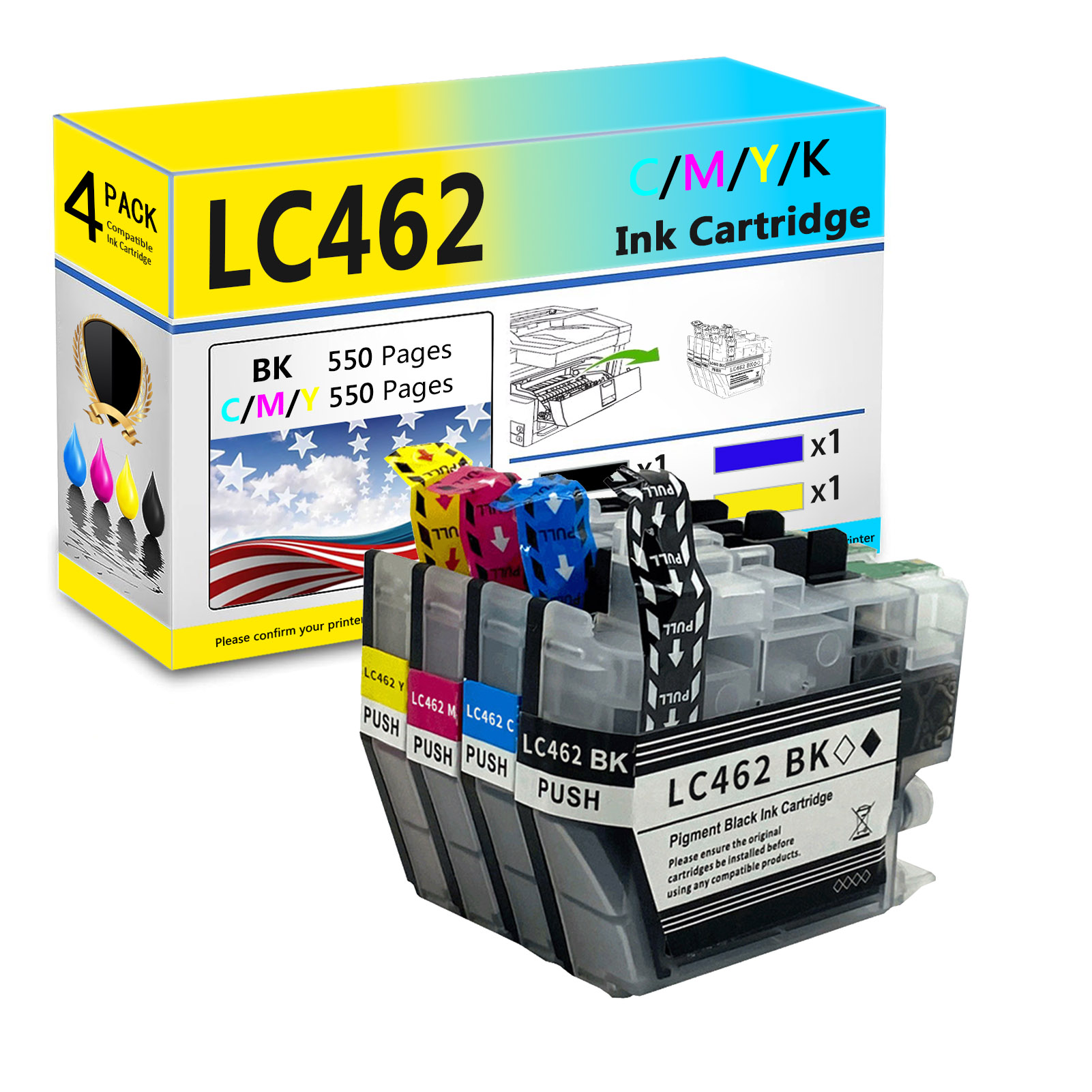 For Brother LC462 Ink Cartridge Work For Brother MFC-J2340DW MFC-J3540DW MFC-J3940DW Printers
