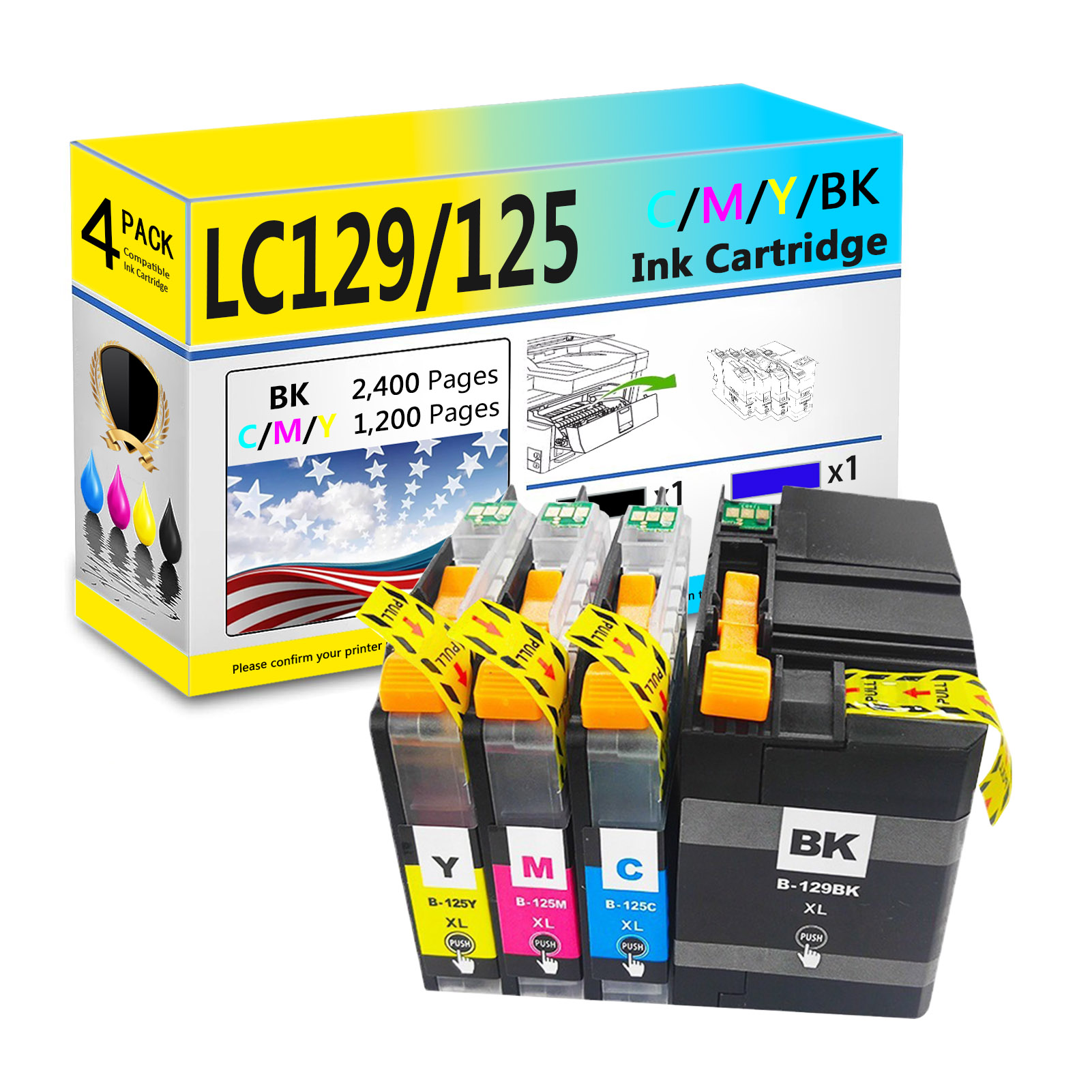 For Brother LC129XL LC125XL Ink Cartridge Work For Brother MFC-J6920DW MFC-J6720DW MFC-J6520DW Printers-PrintsBoost