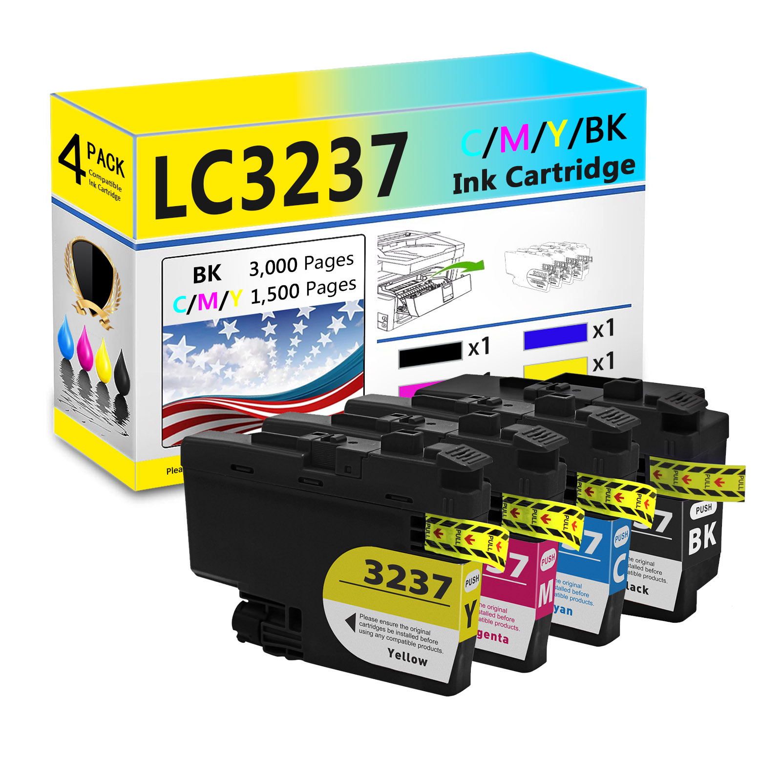 For Brother LC3237 Ink Cartridge Work For Brother HL-J6000DW HL-J6100DW MFC-J5945DW MFC-J6945DW MFC-J6947DW Printers-PrintsBoost