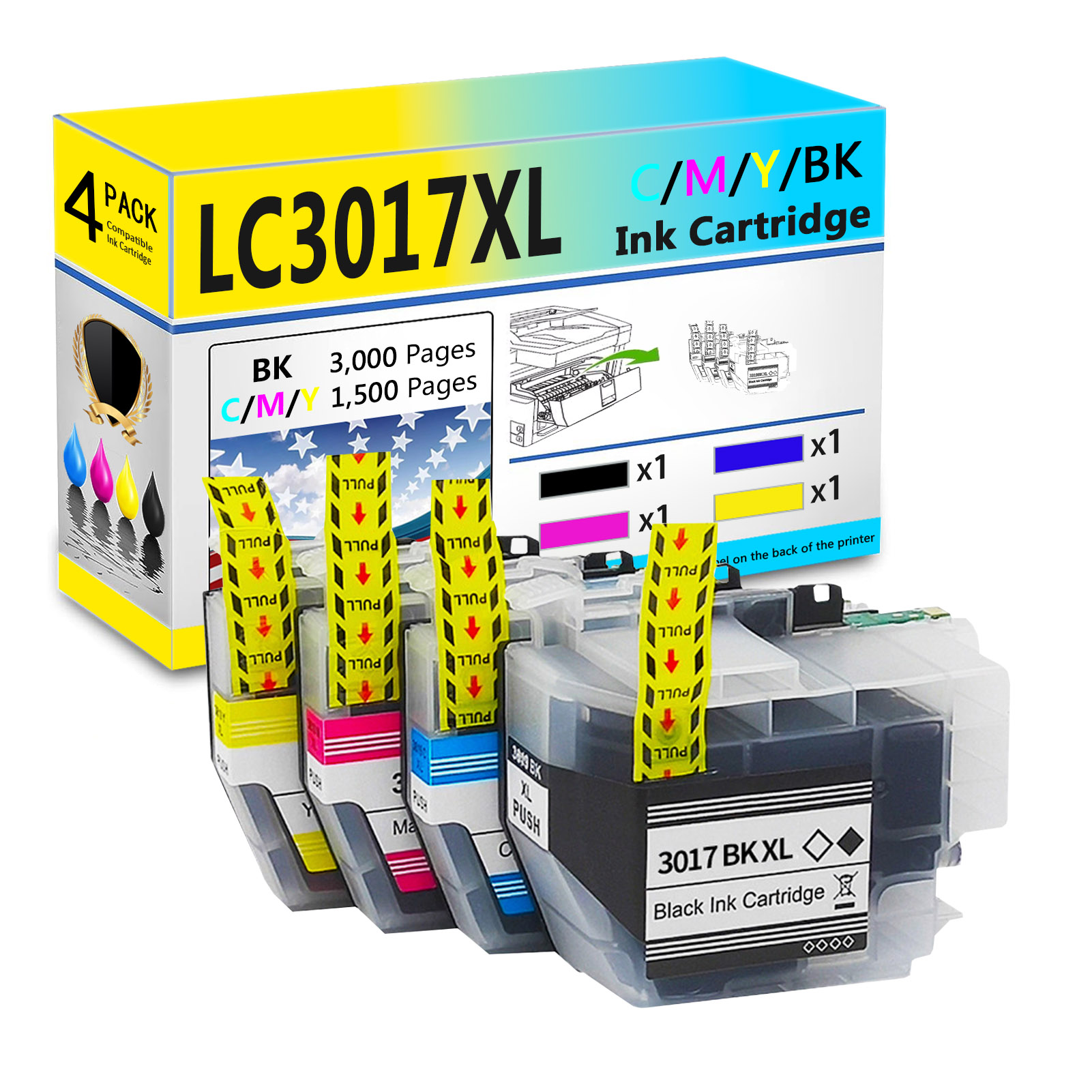 For Brother LC3017XL Ink Cartridge Work For Brother MFC-J5330DW MFC-J6530DW MFC-J6730DW MFC-J6930DW Printers-PrintsBoost