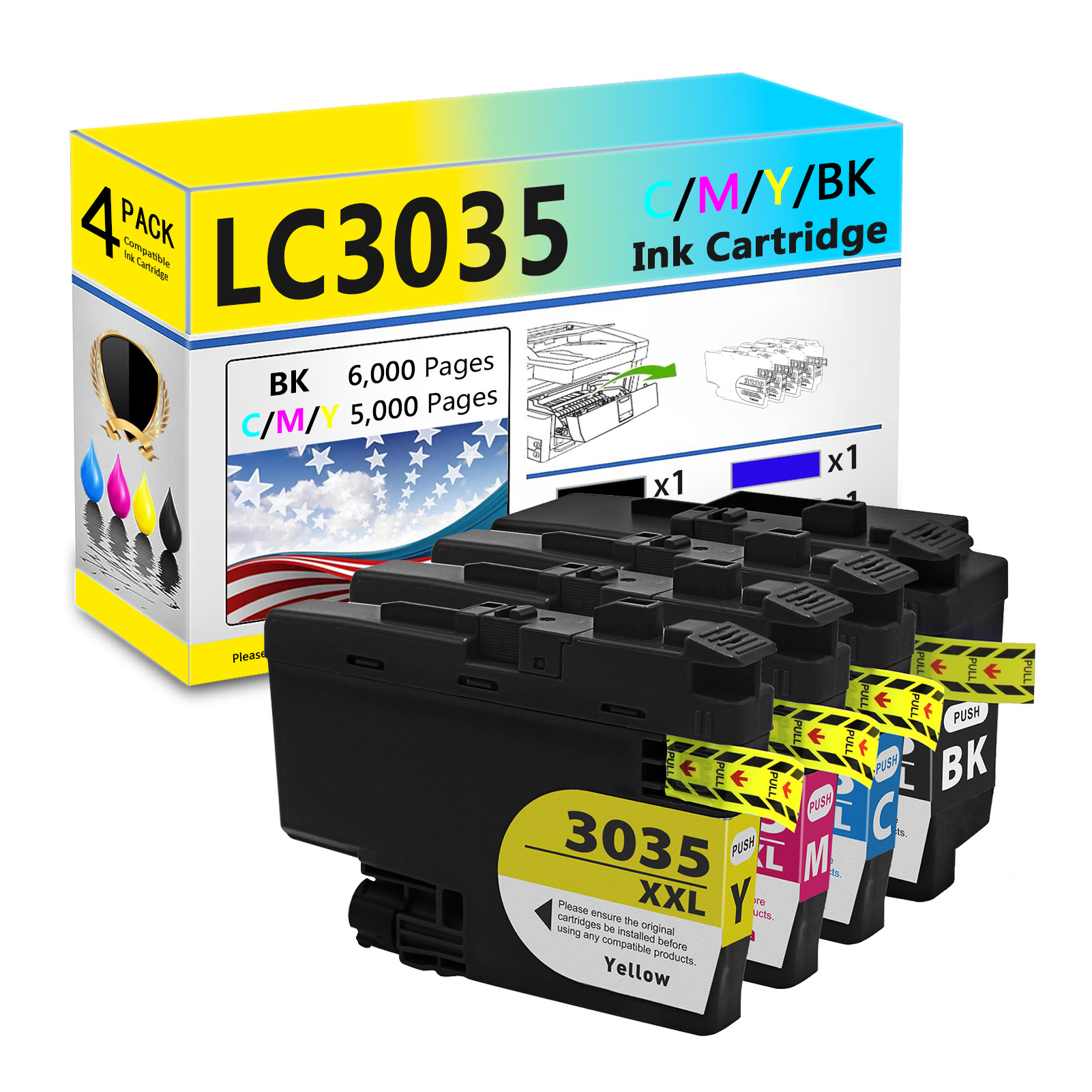 For Brother LC3035XXL Ink Cartridge Work For Brother MFC-J805DW MFC-J815DW MFC-J995DW MFC-J805DW XL MFC-J815DW XL MFC-J995DW XL Printers-PrintsBoost