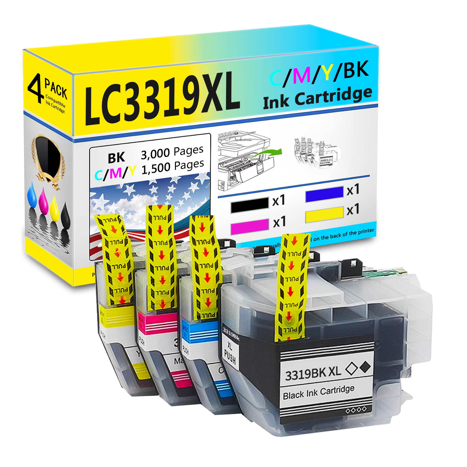 For Brother LC3319XL Ink Cartridge Work For Brother MFC-J5330DW MFC-J5730DW MFC-J6530DW MFC-J6730DW MFC-J6930DW Printers-PrintsBoost