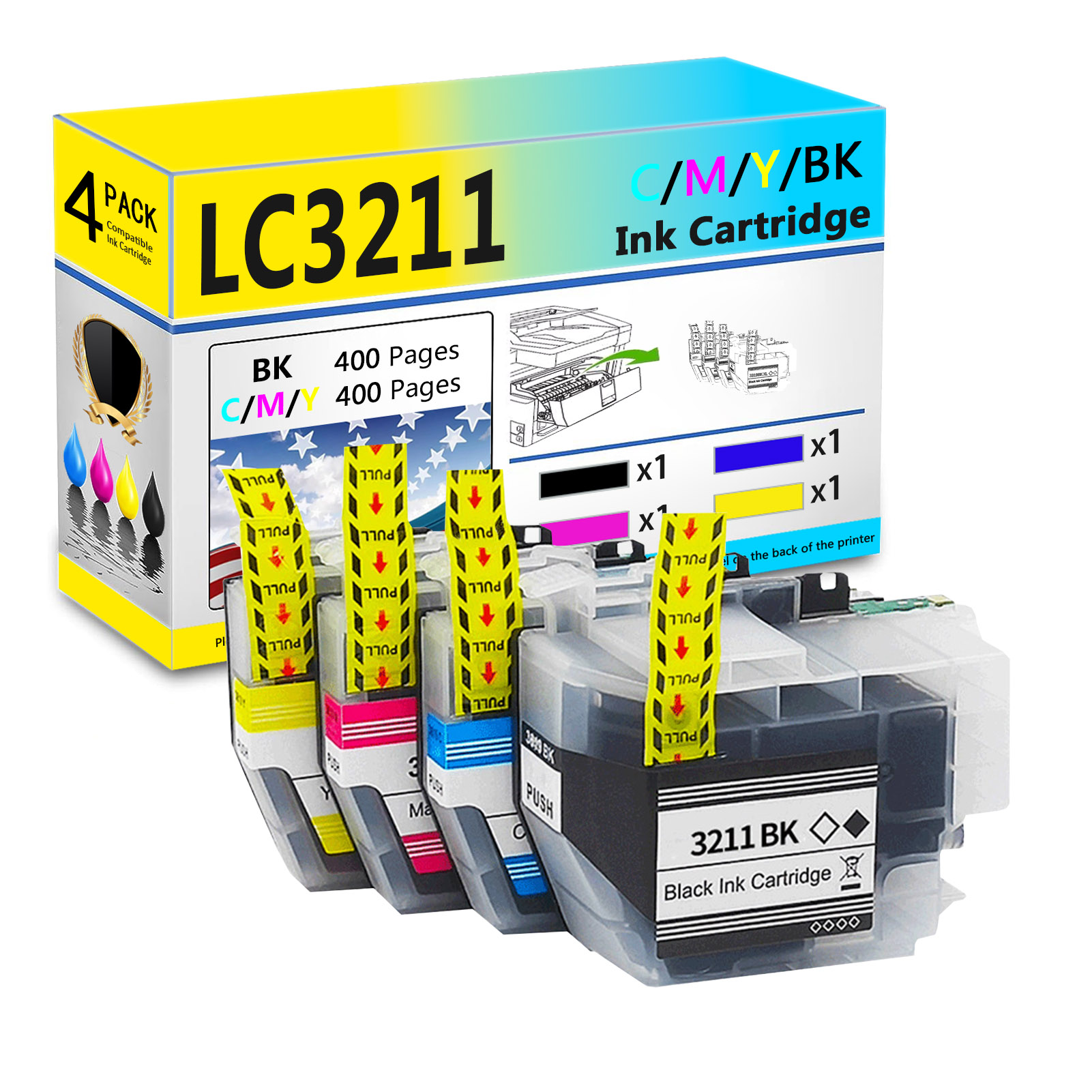 For Brother LC3211 LC3213 Ink Cartridge Work for Brother DCP-J572DW DCP-J772DW DCP-J774DW MFC-J491DW MFC-J497DW MFC-J890DW MFC-J895DW Printers-PrintsBoost