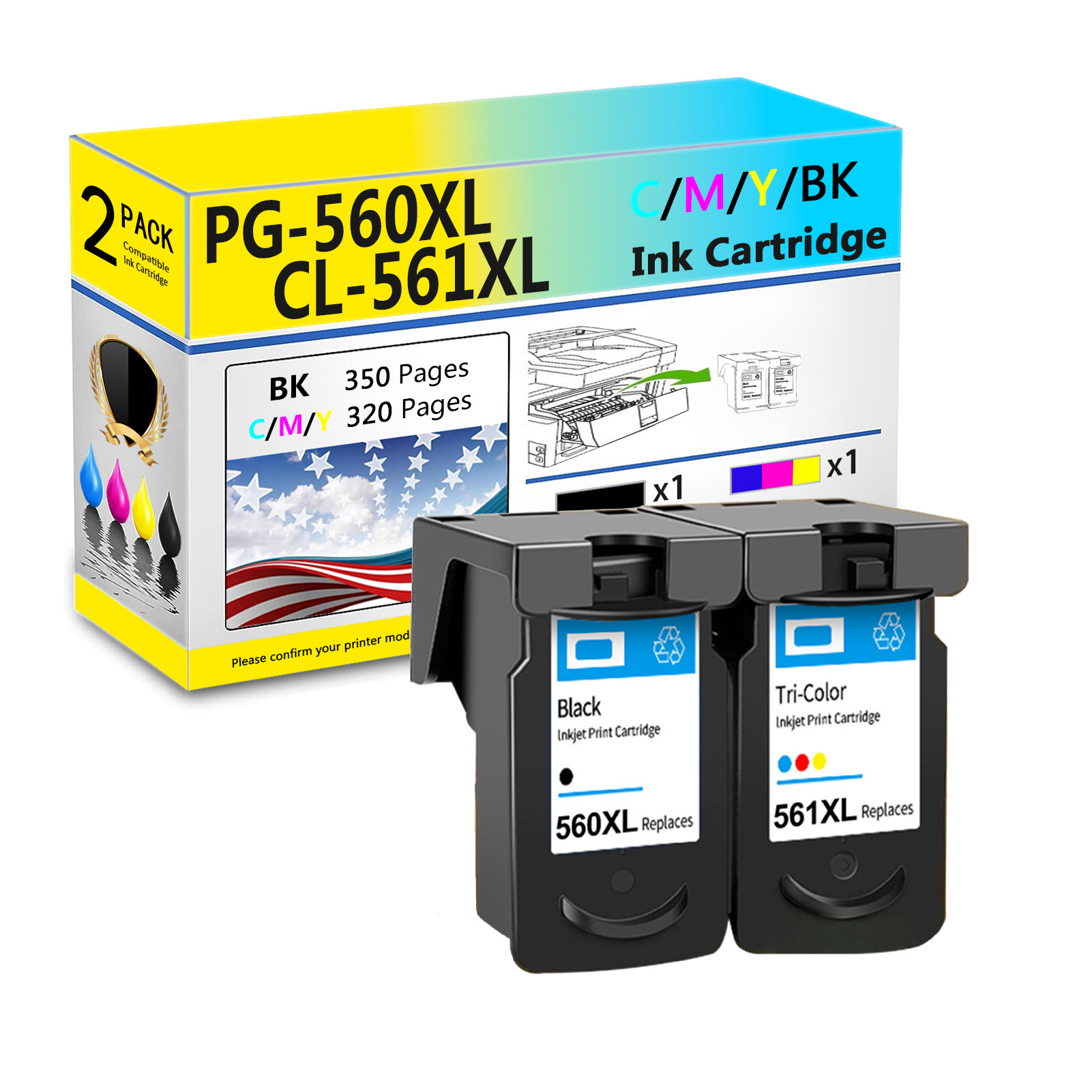 For Canon PG-560XL CL-561XL  Ink Cartridge Work For Canon PIXMA TS5350 TS5351 TS5352 TS5353 TS7450 TS7451 Printers-PrintsBoost