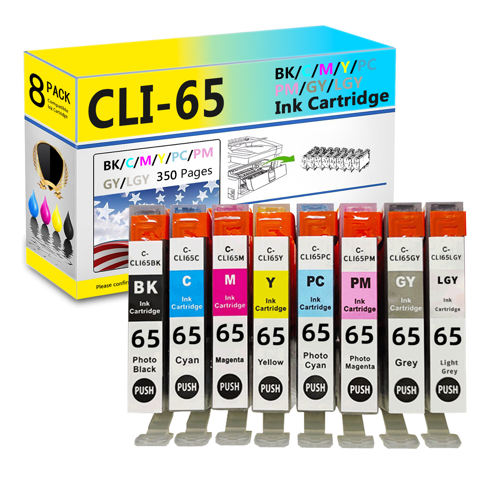  For Canon CLI-65 Ink Cartridge Work For Canon Pixma Pro 200 Printers